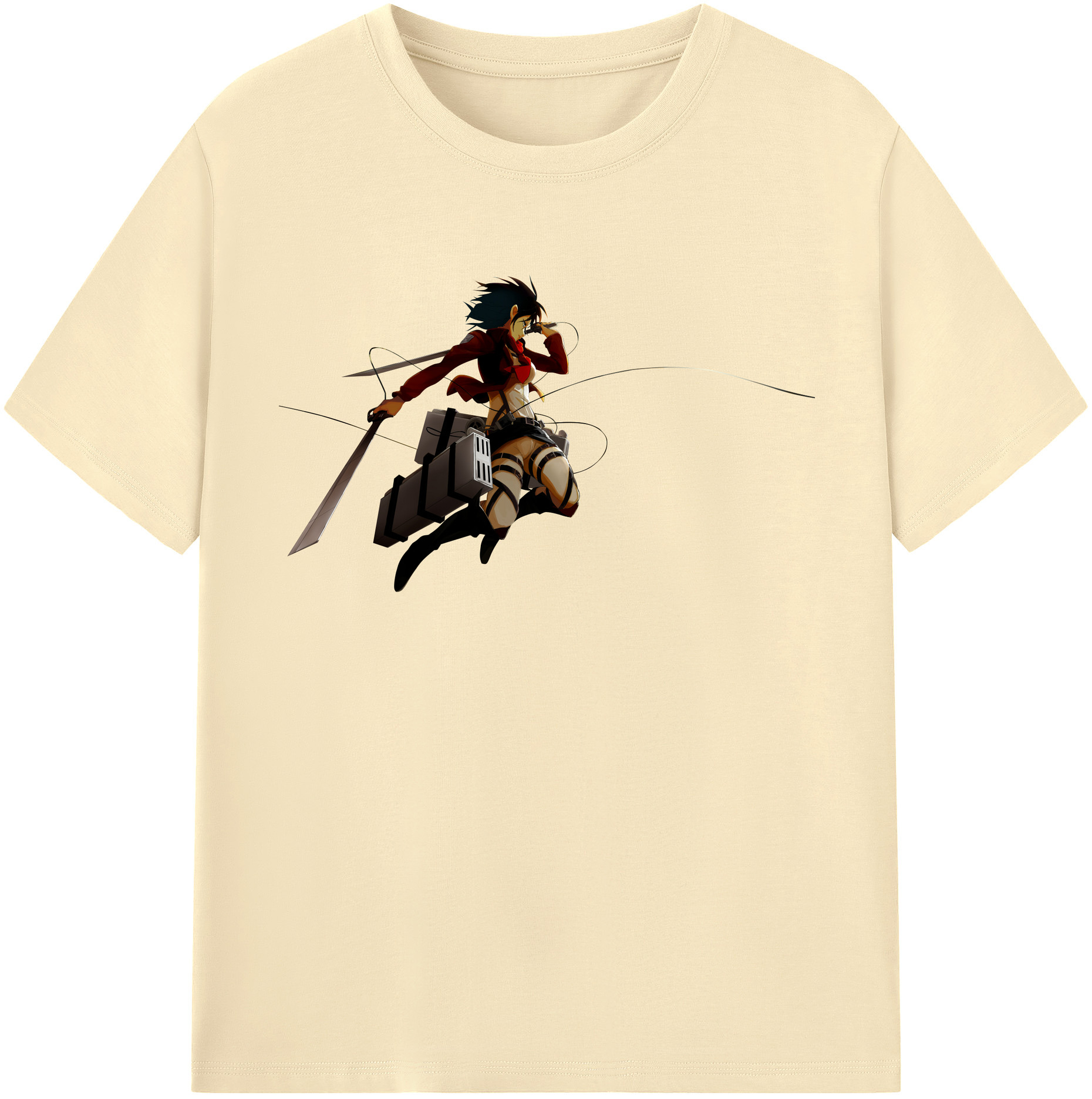 （画像用） 進撃の巨人 ミカサ·アッカーマン Attack on Titan Mikasa Ackerman 綿100％半袖Tシャツ（フロントプリント）