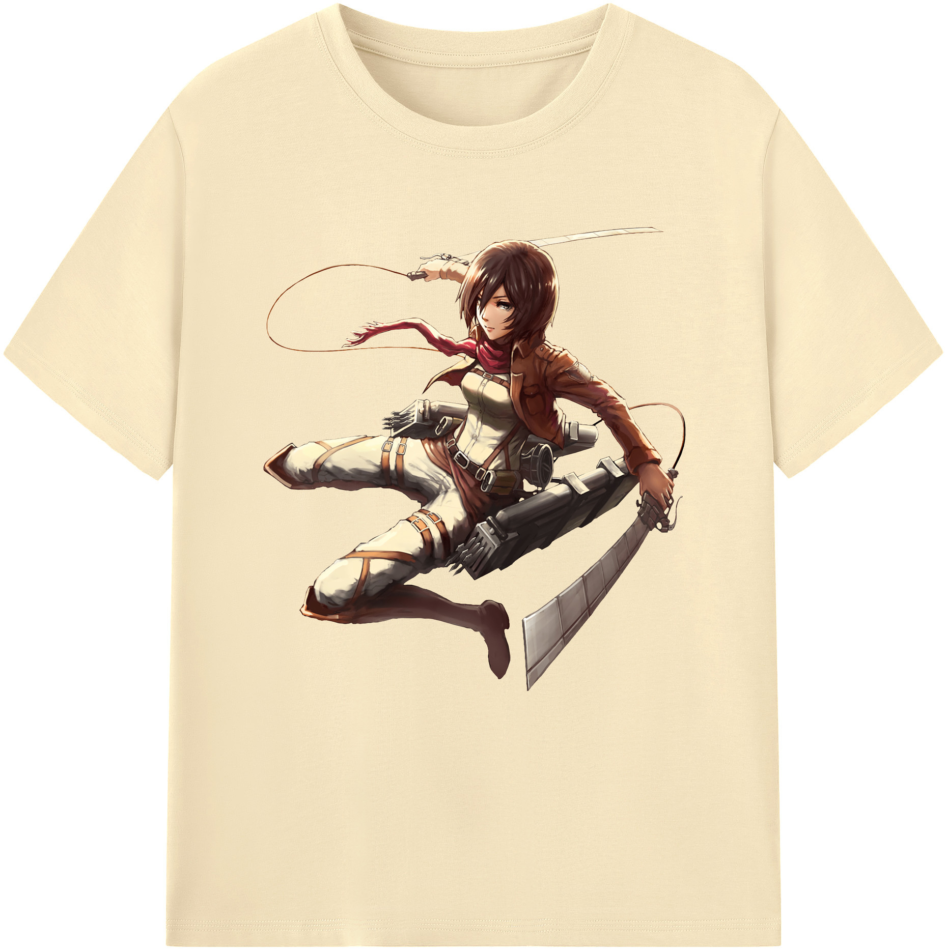 （画像用） 進撃の巨人 ミカサ·アッカーマン Attack on Titan Mikasa Ackerman 綿100％半袖Tシャツ（フロントプリント）