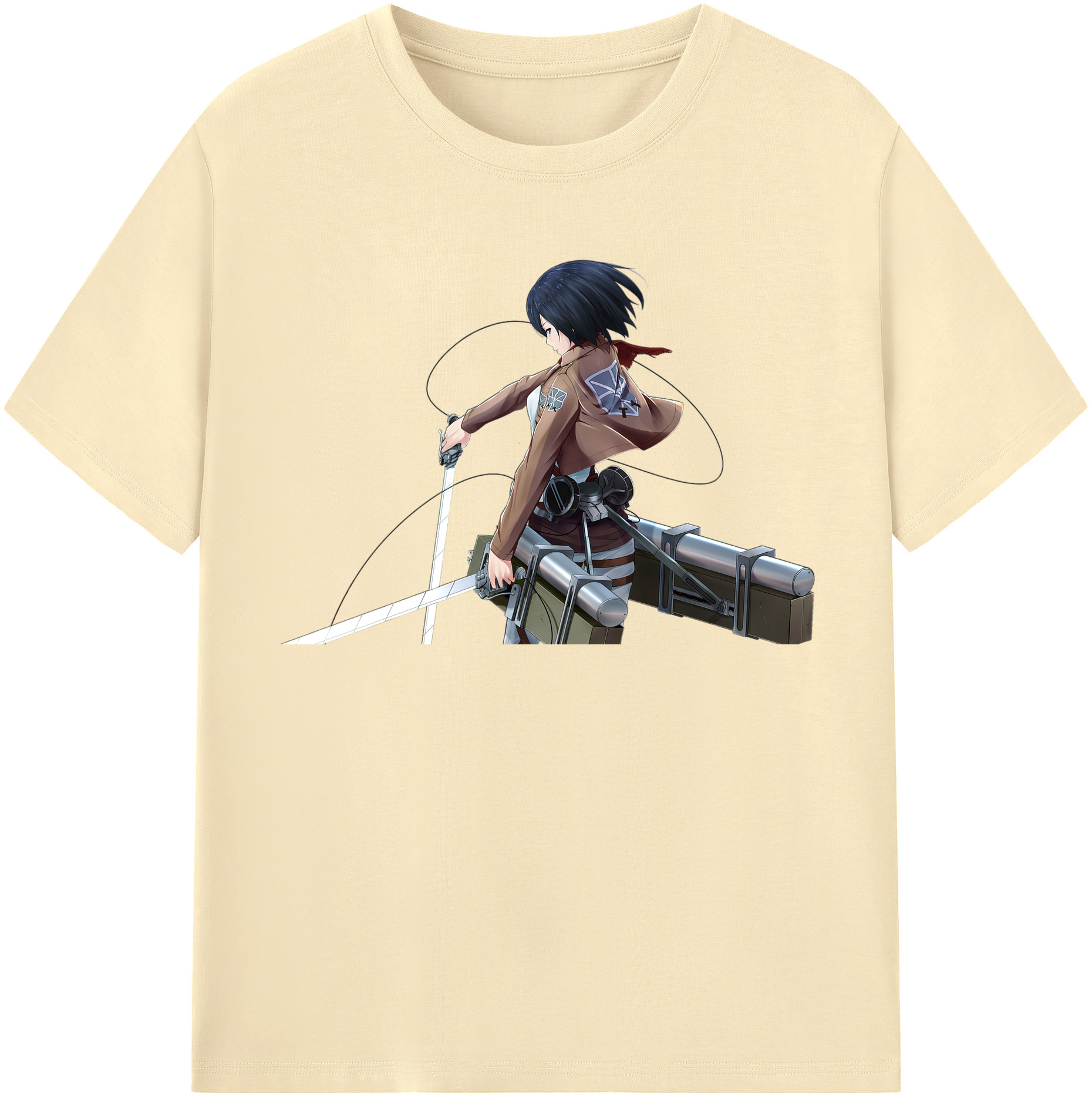 （画像用） 進撃の巨人 ミカサ·アッカーマン Attack on Titan Mikasa Ackerman 綿100％半袖Tシャツ（フロントプリント）