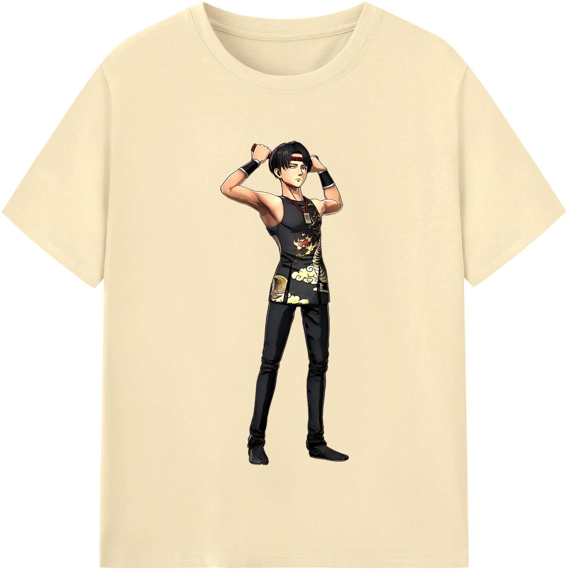 （画像用） 進撃の巨人 リヴァイ·アッカーマン Attack on Titan Levi Ackerman 綿100％半袖Tシャツ（フロントプリント）