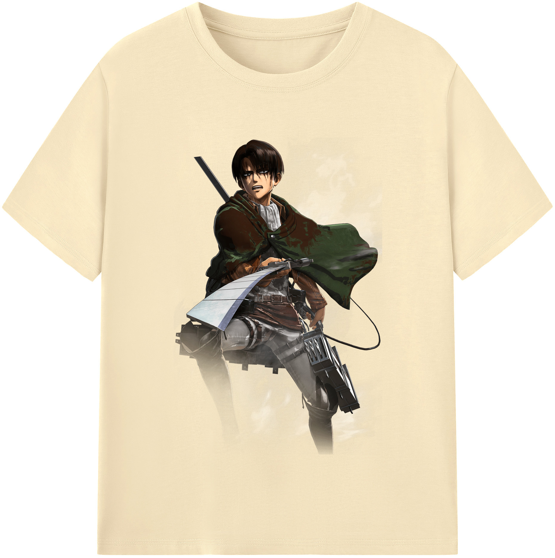 （画像用） 進撃の巨人 リヴァイ·アッカーマン Attack on Titan Levi Ackerman 綿100％半袖Tシャツ（フロントプリント）