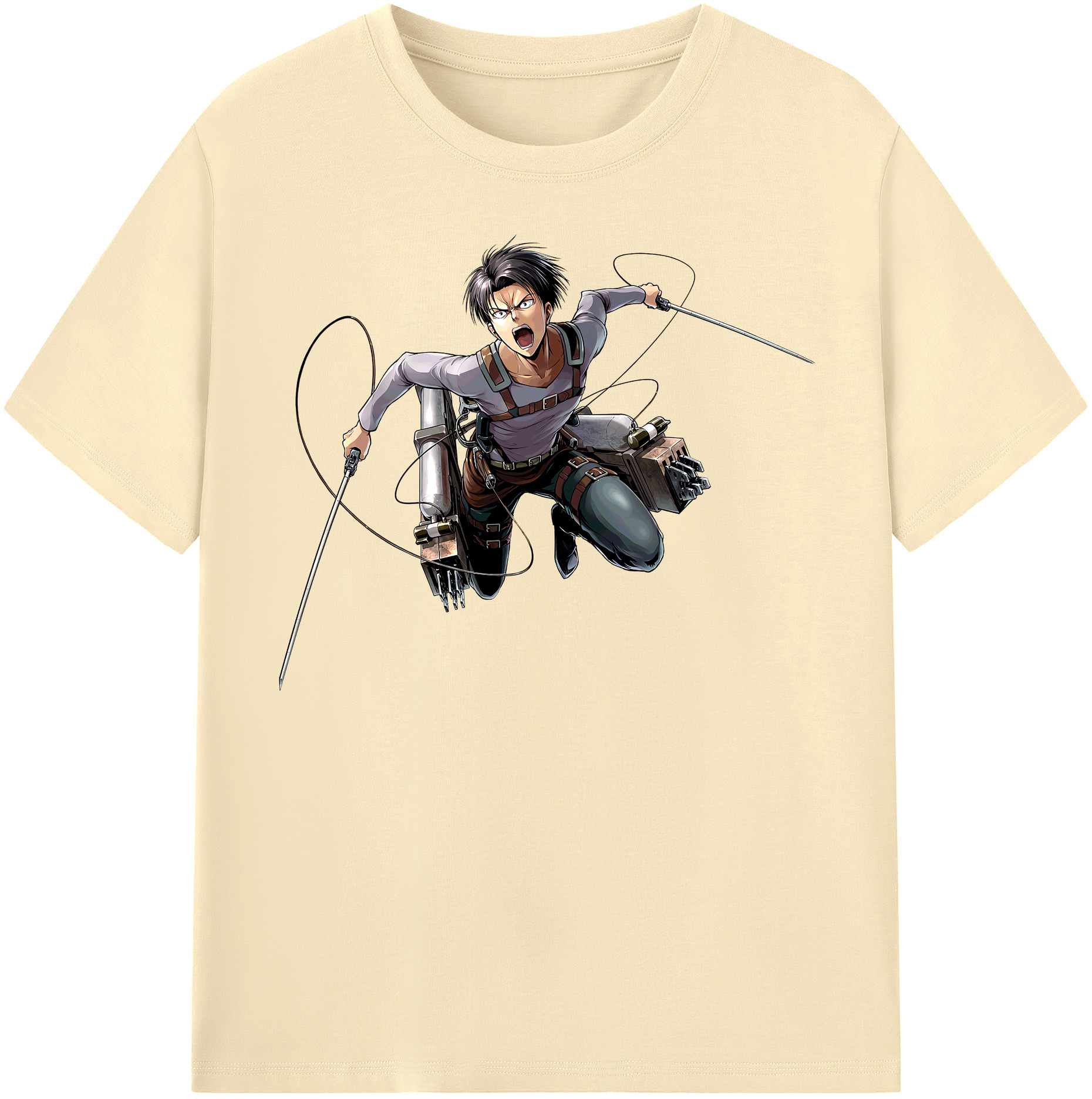 （画像用） 進撃の巨人 リヴァイ·アッカーマン Attack on Titan Levi Ackerman 綿100％半袖Tシャツ（フロントプリント）