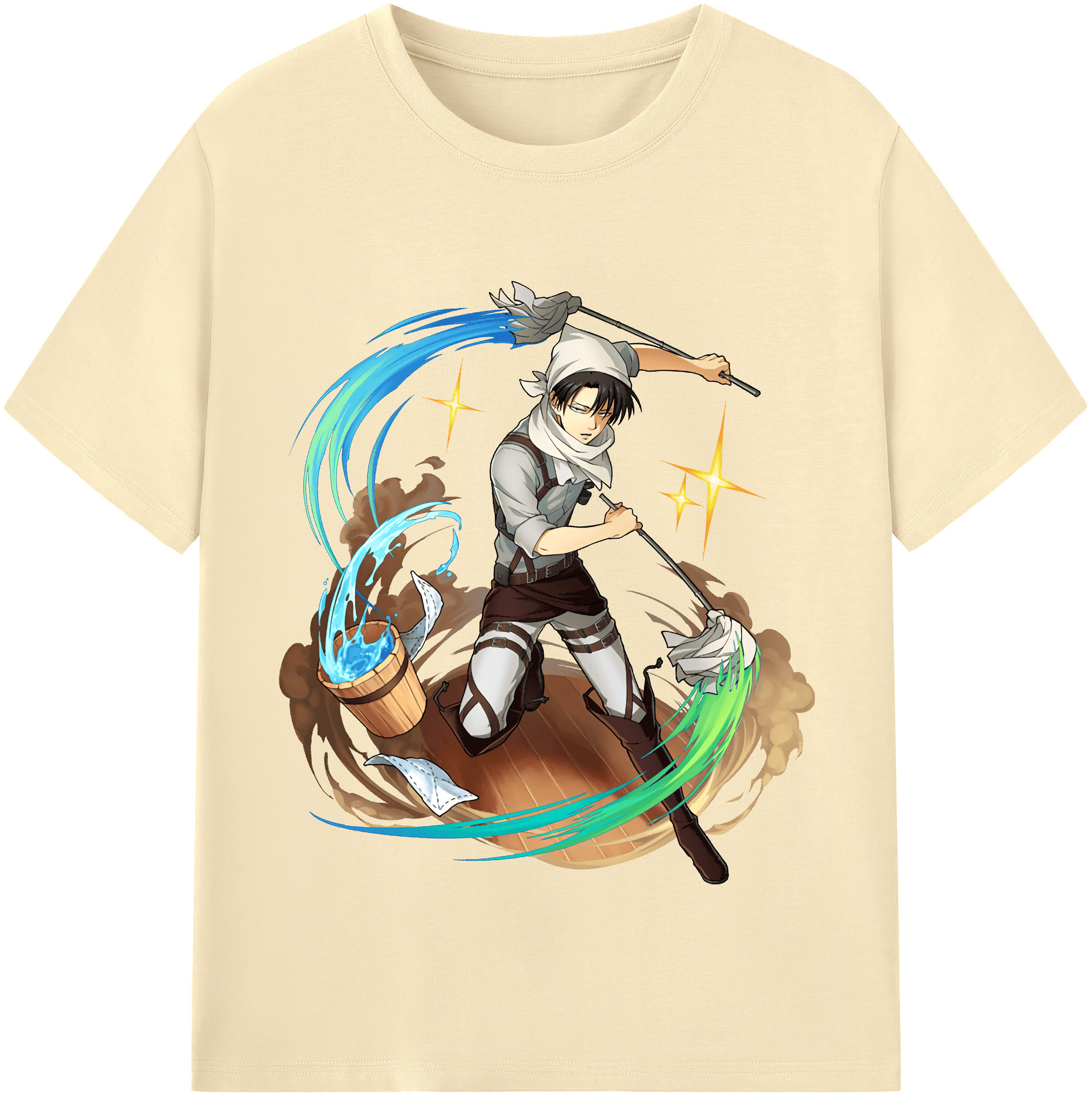 （画像用） 進撃の巨人 リヴァイ·アッカーマン Attack on Titan Levi Ackerman 綿100％半袖Tシャツ（フロントプリント）