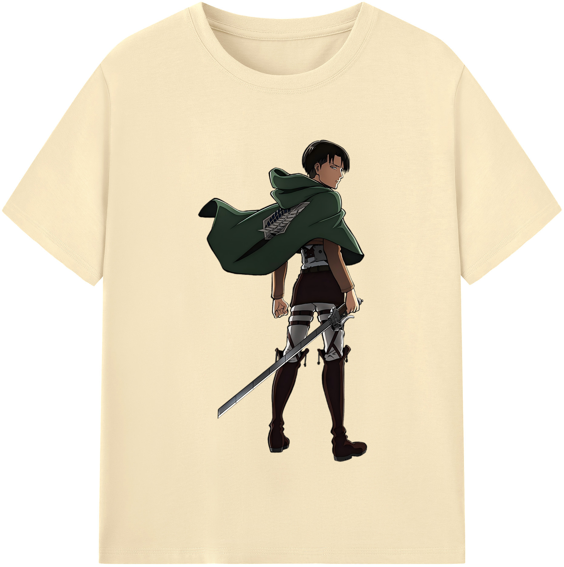 （画像用） 進撃の巨人 リヴァイ·アッカーマン Attack on Titan Levi Ackerman 綿100％半袖Tシャツ（フロントプリント）