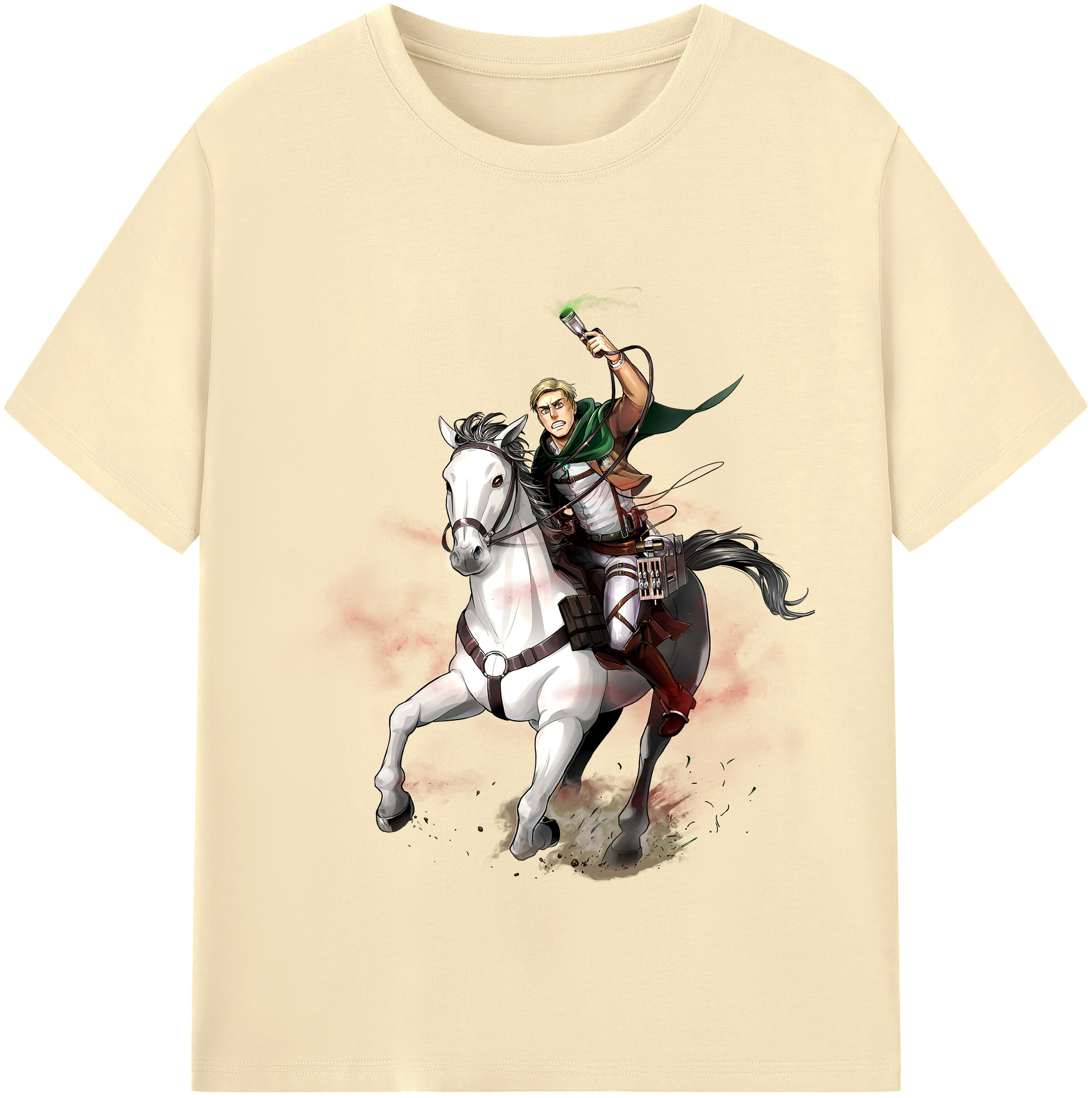 （画像用） 進撃の巨人 エルヴィン・スミス Attack on Titan Erwin Smith 綿100％半袖Tシャツ（フロントプリント）