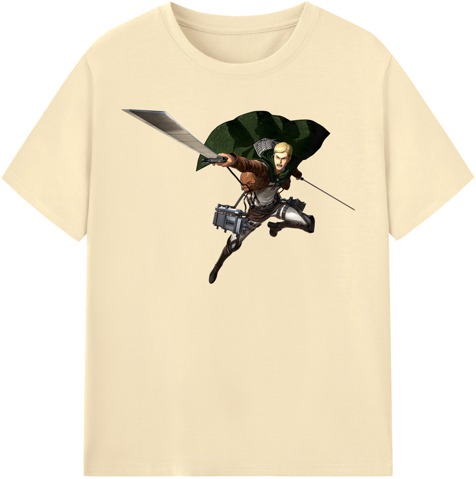 （画像用） 進撃の巨人 エルヴィン・スミス Attack on Titan Erwin Smith 綿100％半袖Tシャツ（フロントプリント）
