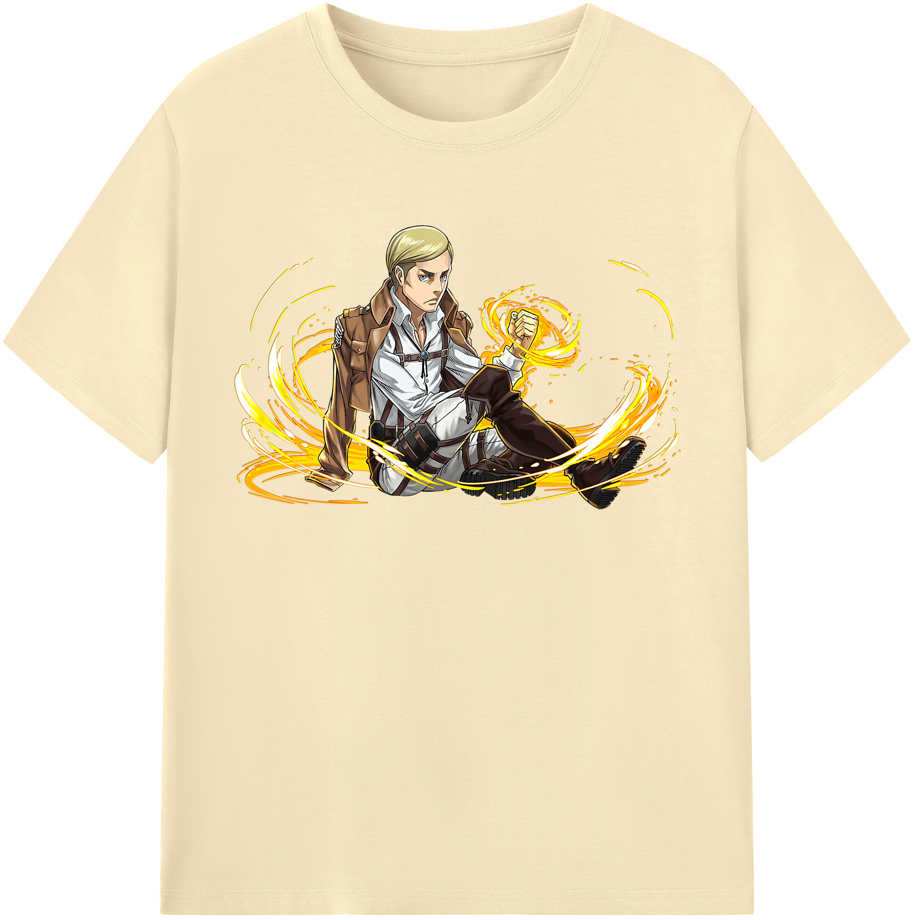 （画像用） 進撃の巨人 エルヴィン・スミス Attack on Titan Erwin Smith 綿100％半袖Tシャツ（フロントプリント）
