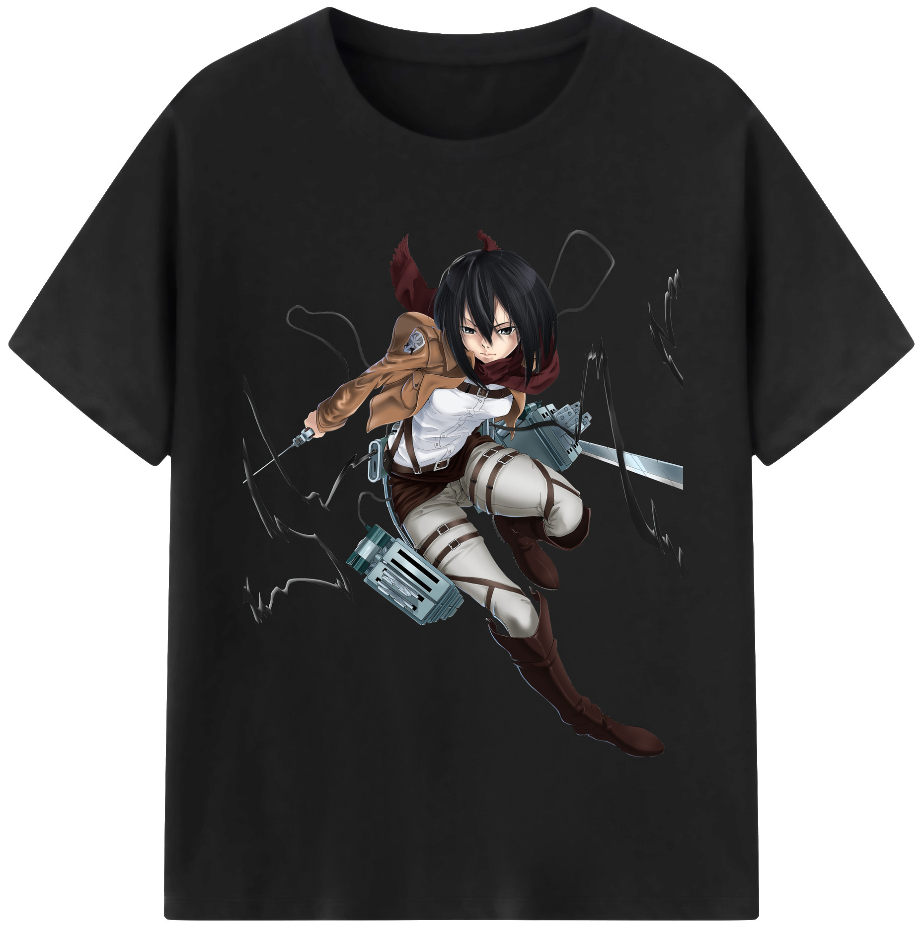 （画像用） 進撃の巨人 ミカサ·アッカーマン Attack on Titan Mikasa Ackerman 綿100％半袖Tシャツ（フロントプリント）