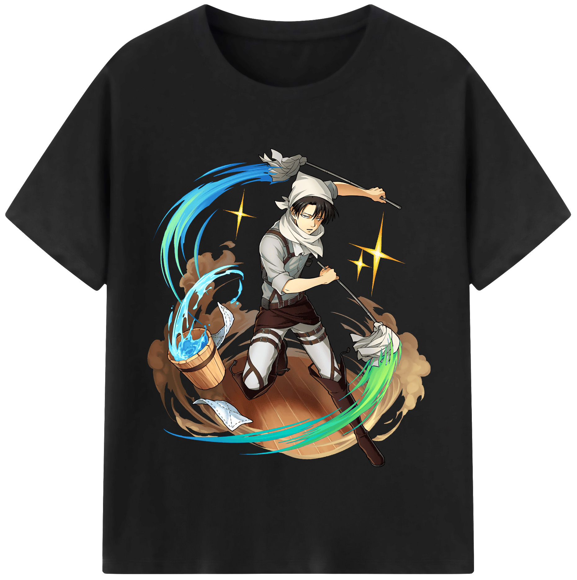（画像用） 進撃の巨人 リヴァイ·アッカーマン Attack on Titan Levi Ackerman 綿100％半袖Tシャツ（フロントプリント）