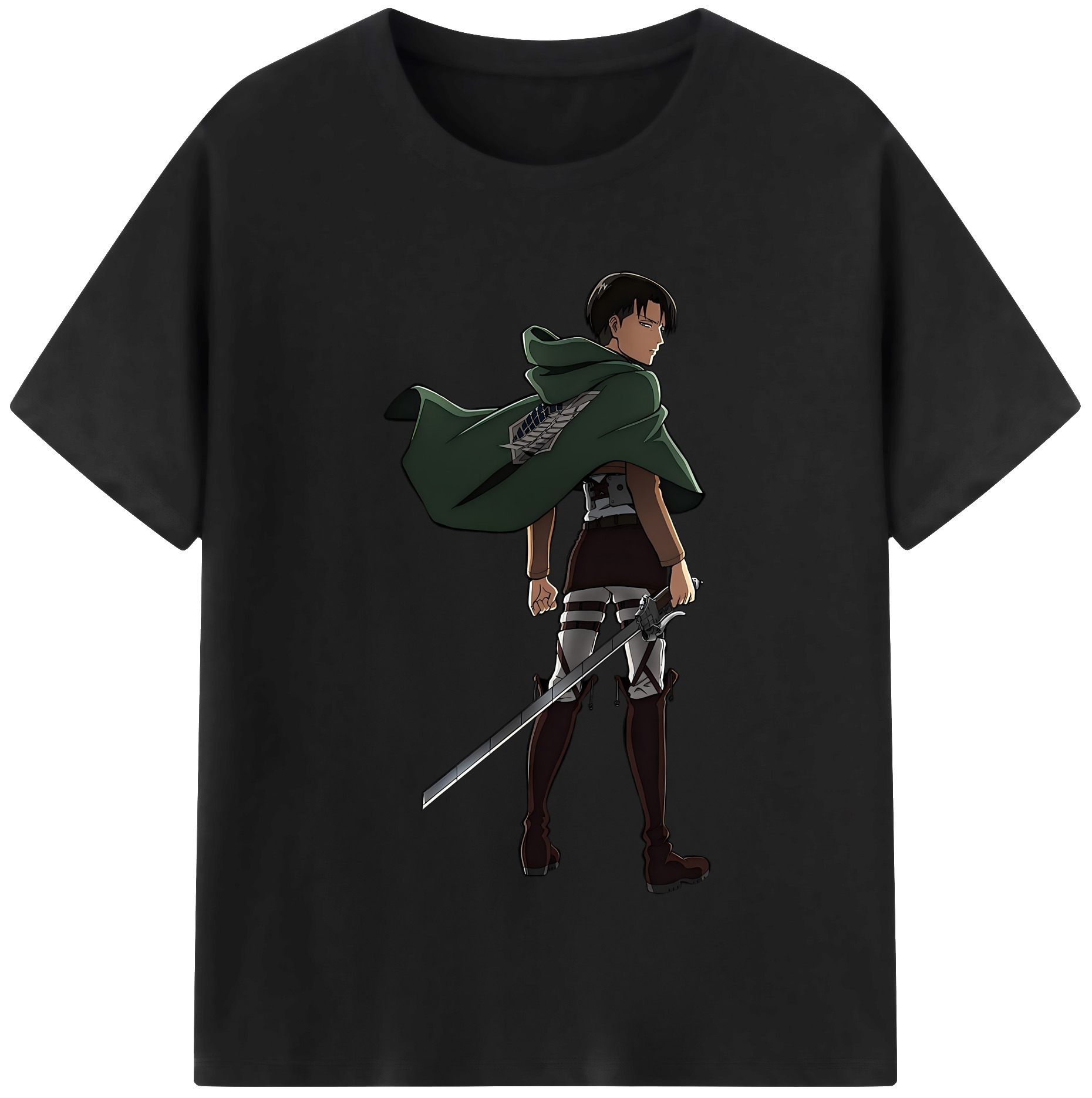 （画像用） 進撃の巨人 リヴァイ·アッカーマン Attack on Titan Levi Ackerman 綿100％半袖Tシャツ（フロントプリント）