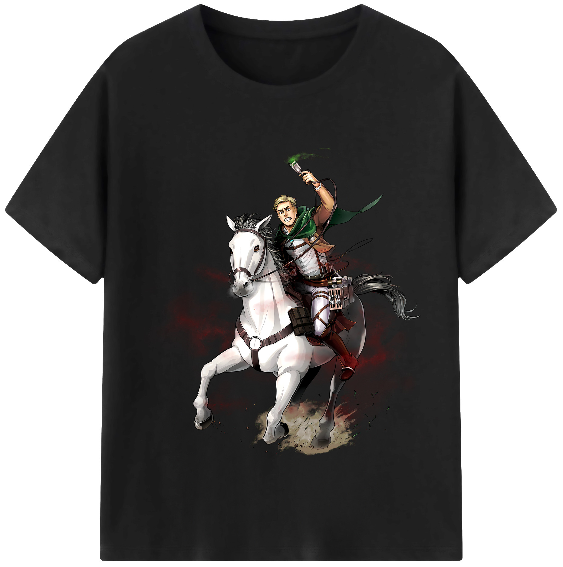 （画像用） 進撃の巨人 エルヴィン・スミス Attack on Titan Erwin Smith 綿100％半袖Tシャツ（フロントプリント）