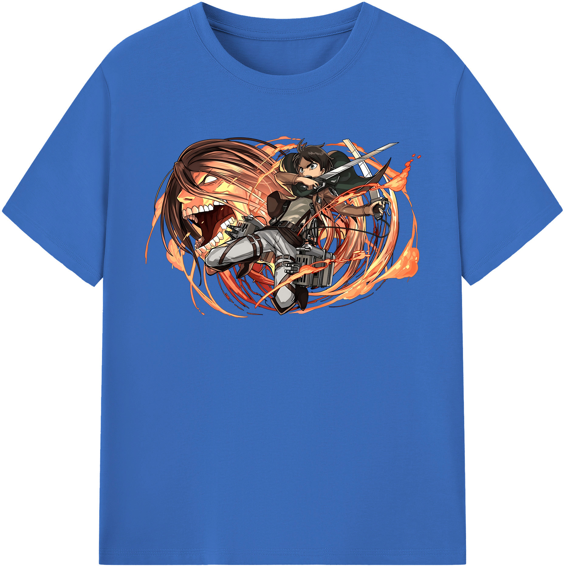 （画像用） 進撃の巨人 エレン･イェーガー Attack on Titan Eren Jäger 綿100％半袖Tシャツ（フロントプリント）