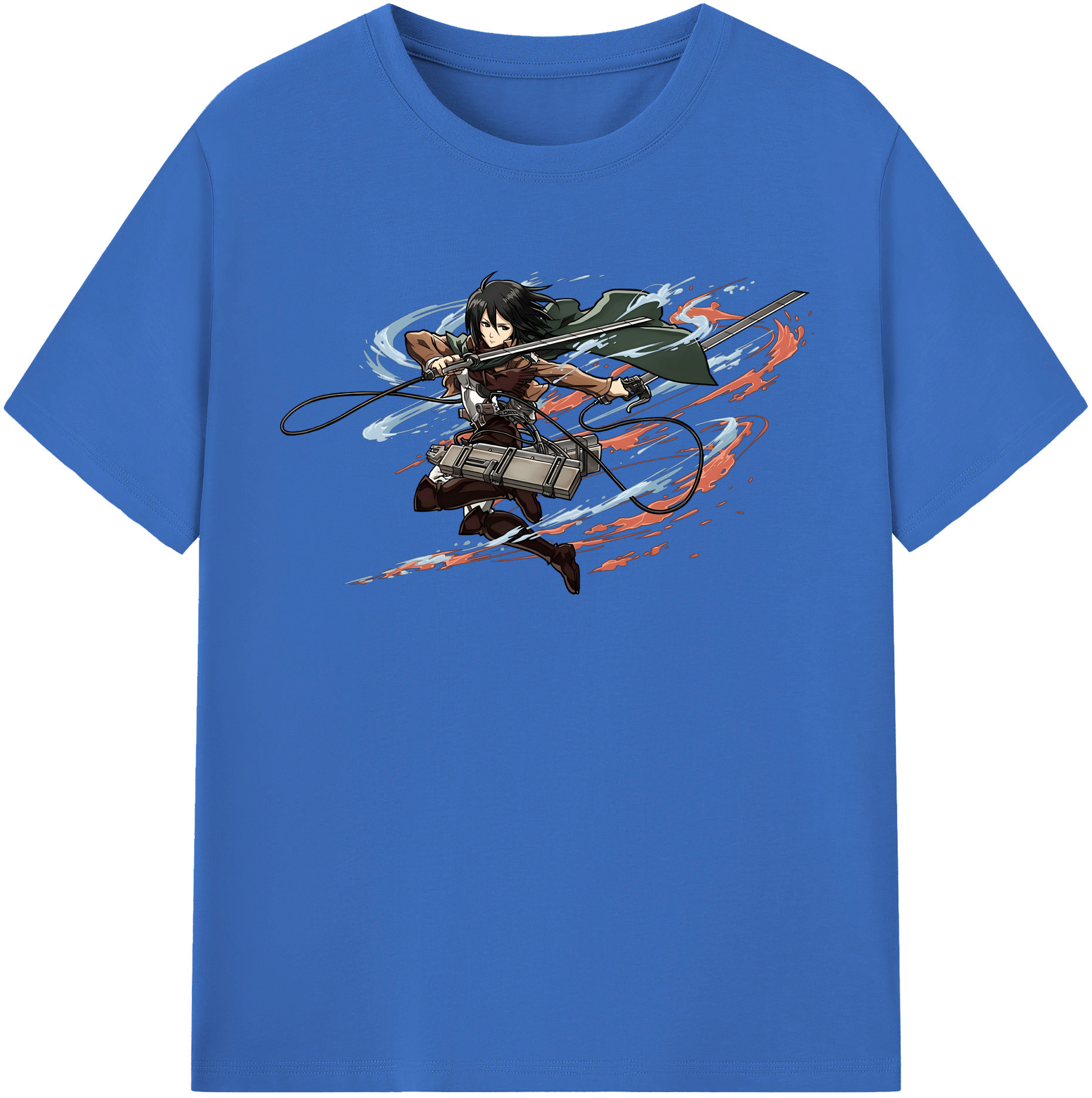 （画像用） 進撃の巨人 ミカサ·アッカーマン Attack on Titan Mikasa Ackerman 綿100％半袖Tシャツ（フロントプリント）