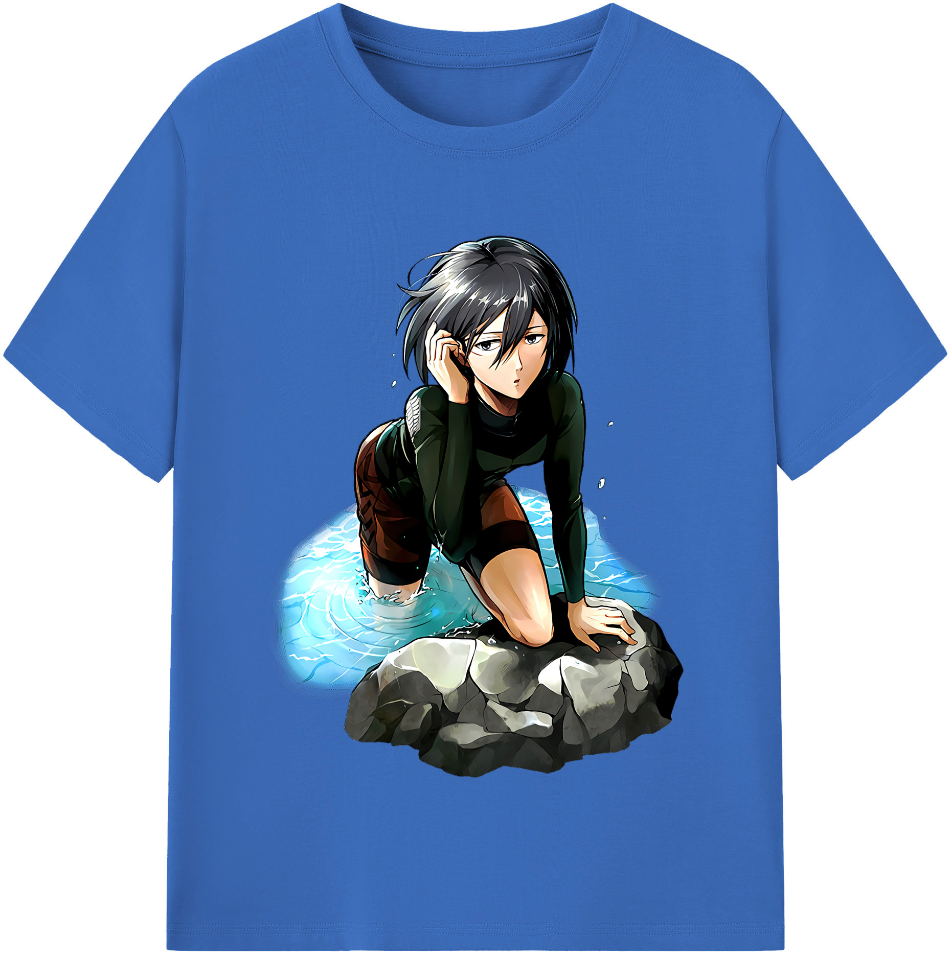 （画像用） 進撃の巨人 ミカサ·アッカーマン Attack on Titan Mikasa Ackerman 綿100％半袖Tシャツ（フロントプリント）
