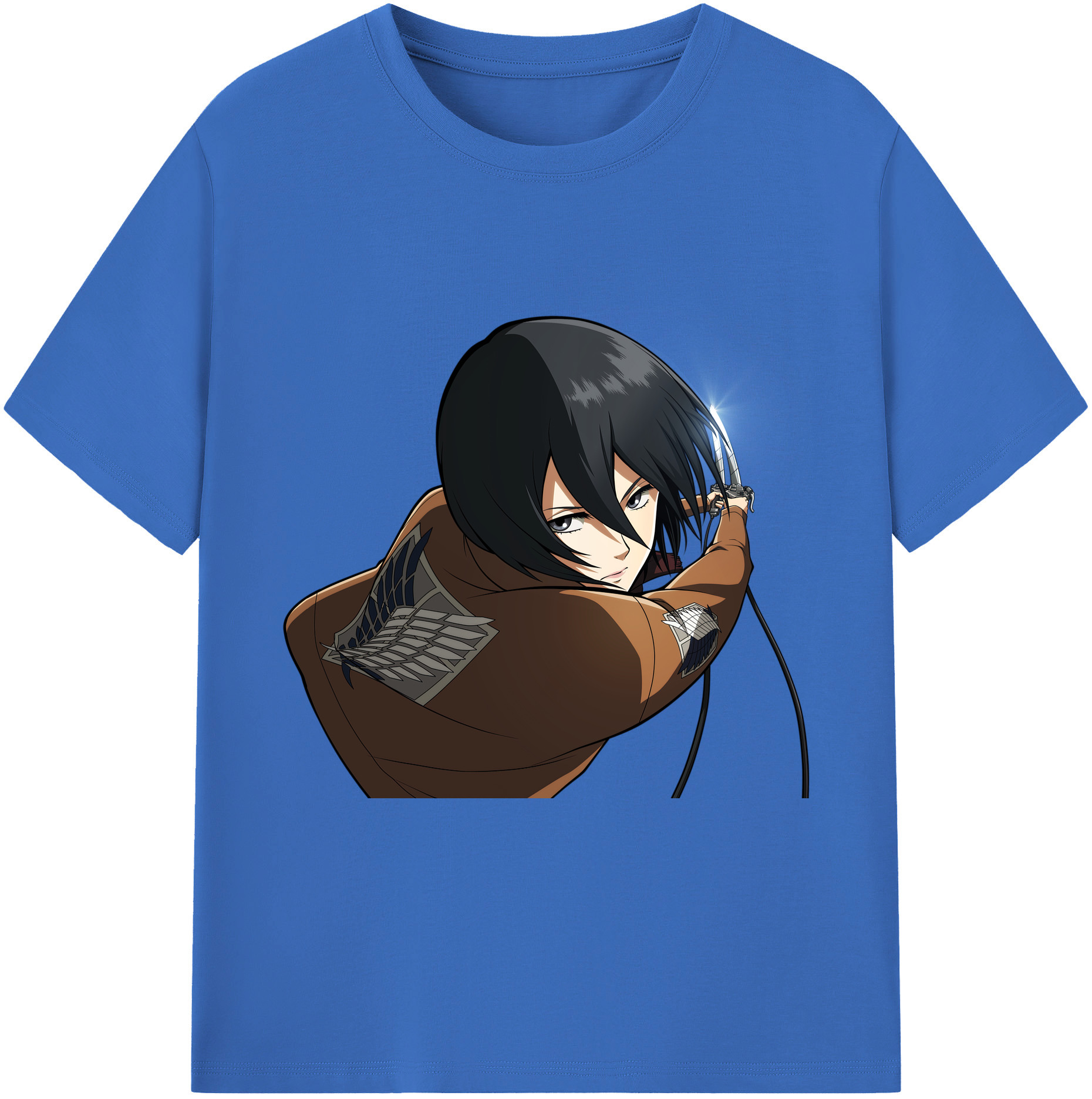 （画像用） 進撃の巨人 ミカサ·アッカーマン Attack on Titan Mikasa Ackerman 綿100％半袖Tシャツ（フロントプリント）