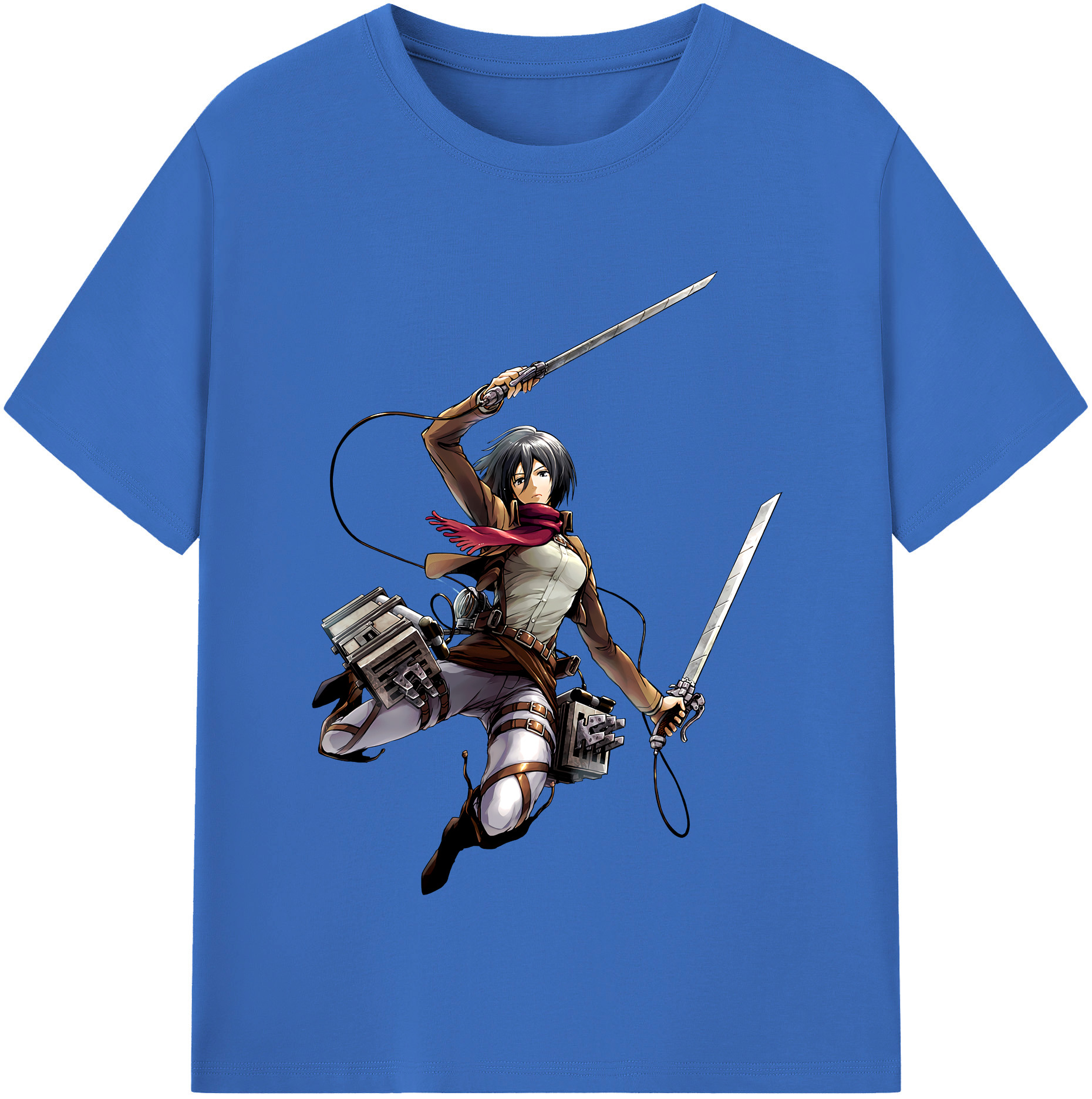 （画像用） 進撃の巨人 ミカサ·アッカーマン Attack on Titan Mikasa Ackerman 綿100％半袖Tシャツ（フロントプリント）