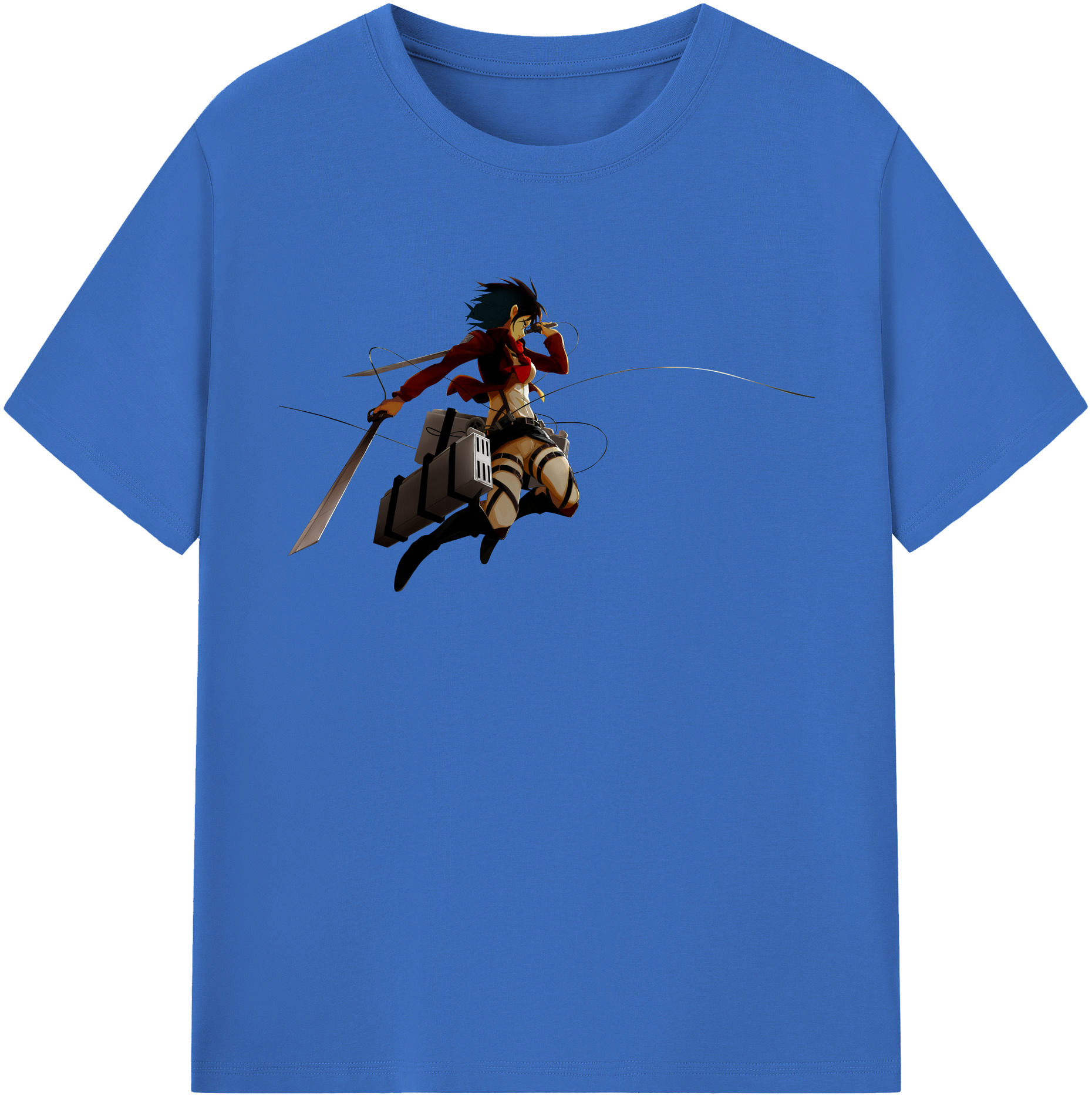 （画像用） 進撃の巨人 ミカサ·アッカーマン Attack on Titan Mikasa Ackerman 綿100％半袖Tシャツ（フロントプリント）