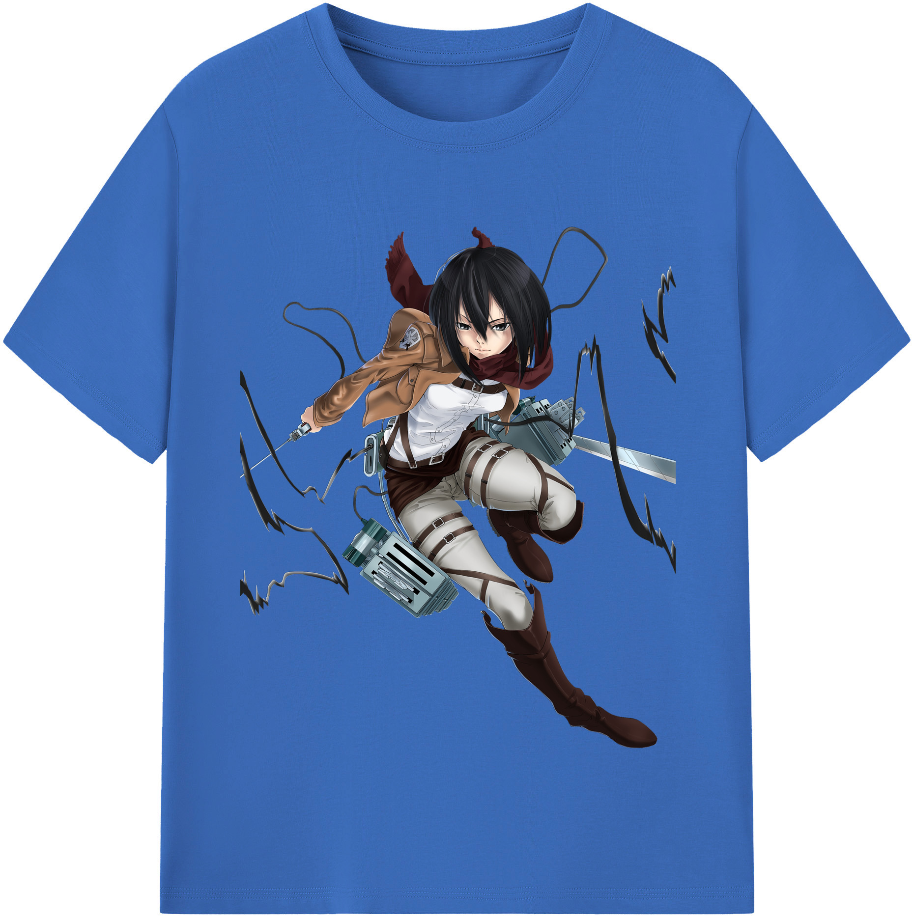 （画像用） 進撃の巨人 ミカサ·アッカーマン Attack on Titan Mikasa Ackerman 綿100％半袖Tシャツ（フロントプリント）
