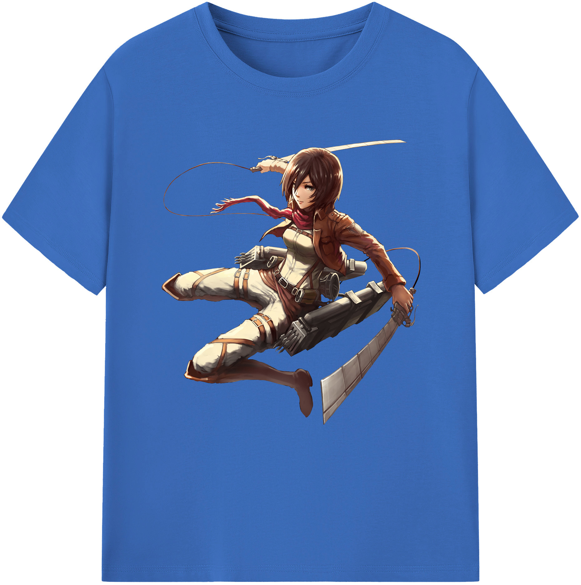 （画像用） 進撃の巨人 ミカサ·アッカーマン Attack on Titan Mikasa Ackerman 綿100％半袖Tシャツ（フロントプリント）