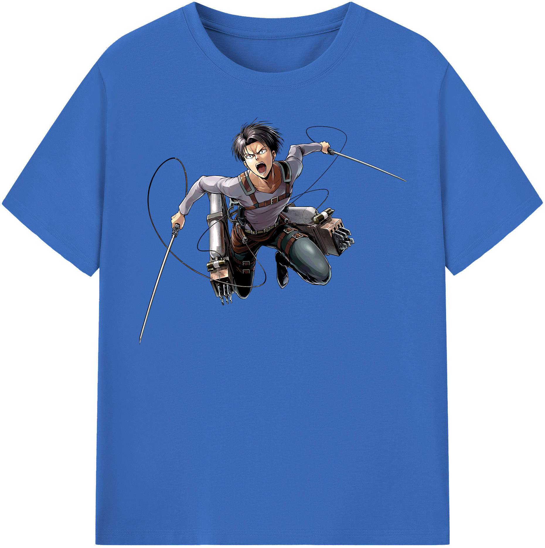 （画像用） 進撃の巨人 リヴァイ·アッカーマン Attack on Titan Levi Ackerman 綿100％半袖Tシャツ（フロントプリント）