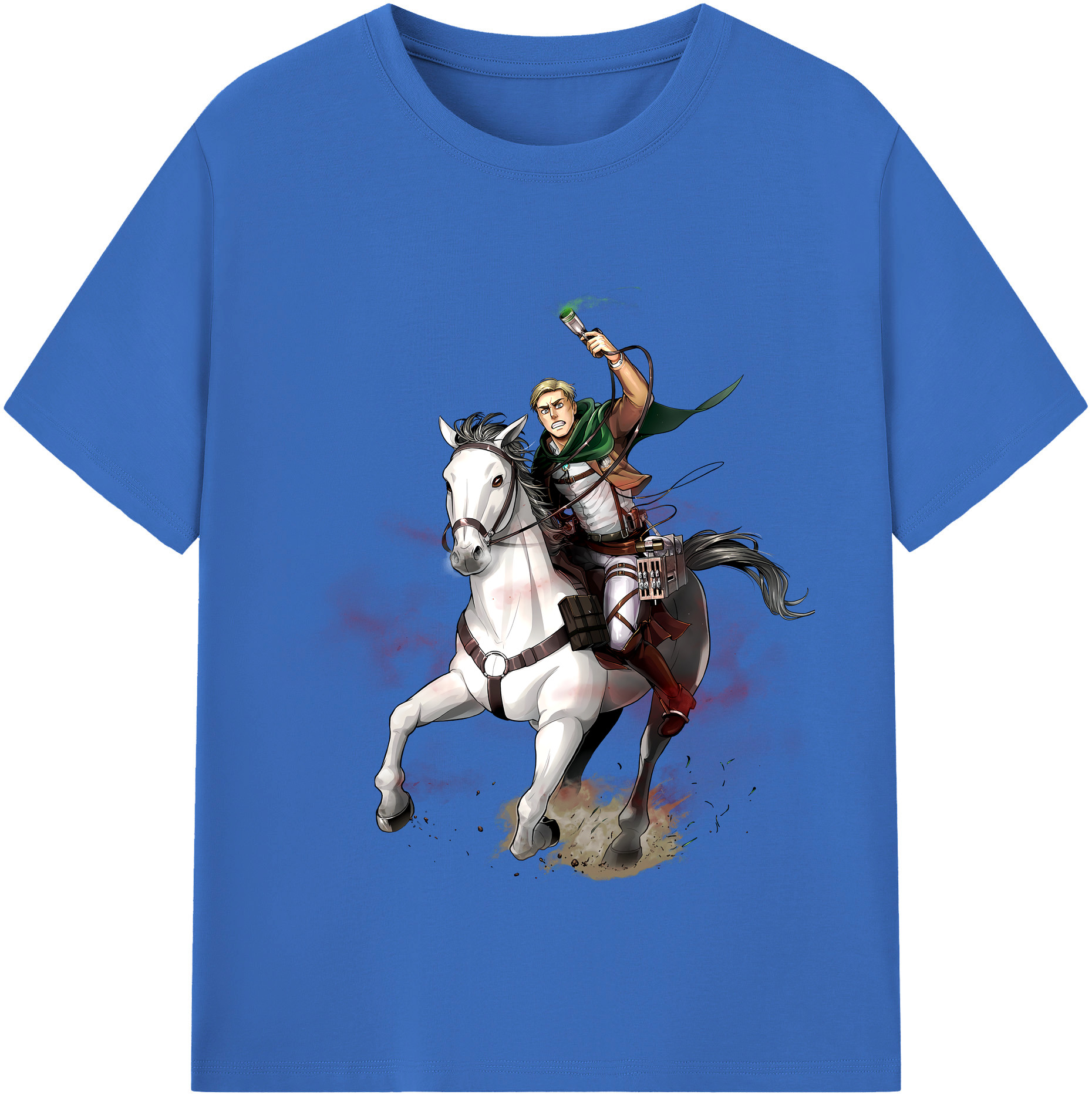 （画像用） 進撃の巨人 エルヴィン・スミス Attack on Titan Erwin Smith 綿100％半袖Tシャツ（フロントプリント）