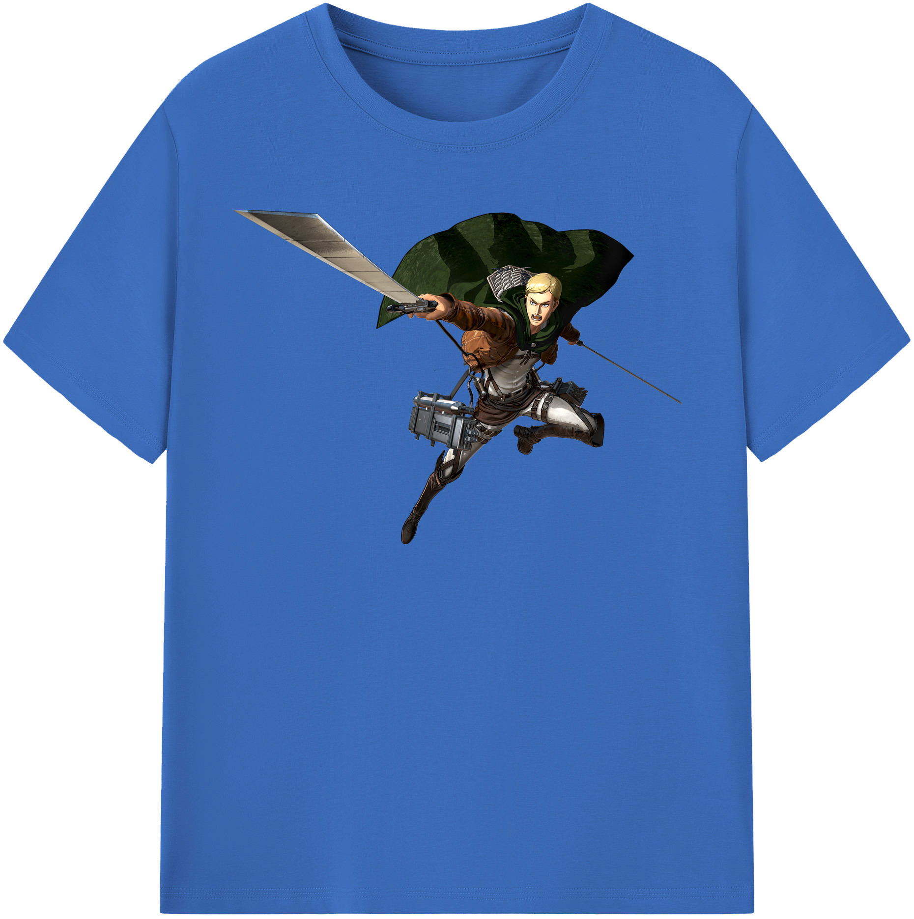（画像用） 進撃の巨人 エルヴィン・スミス Attack on Titan Erwin Smith 綿100％半袖Tシャツ（フロントプリント）