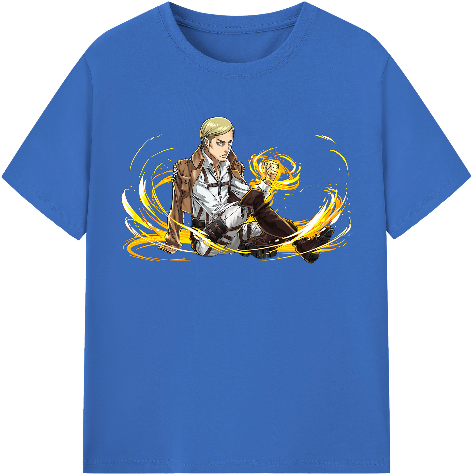 （画像用） 進撃の巨人 エルヴィン・スミス Attack on Titan Erwin Smith 綿100％半袖Tシャツ（フロントプリント）
