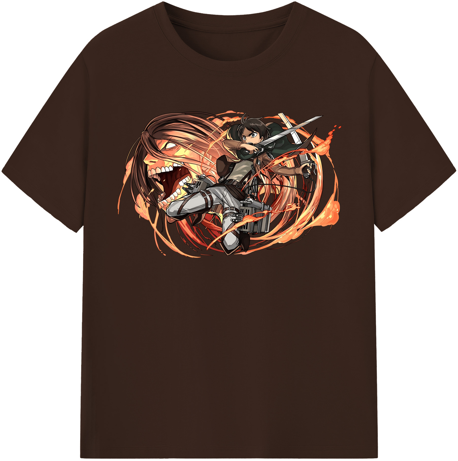 （画像用） 進撃の巨人 エレン･イェーガー Attack on Titan Eren Jäger 綿100％半袖Tシャツ（フロントプリント）