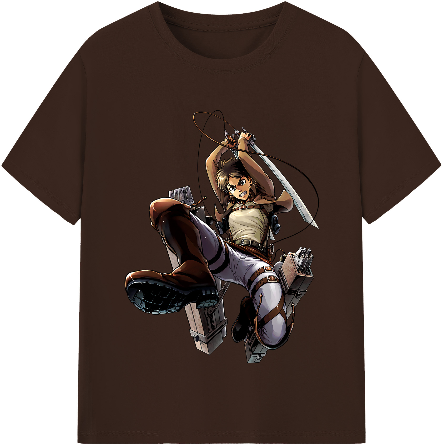 （画像用） 進撃の巨人 エレン･イェーガー Attack on Titan Eren Jäger 綿100％半袖Tシャツ（フロントプリント）