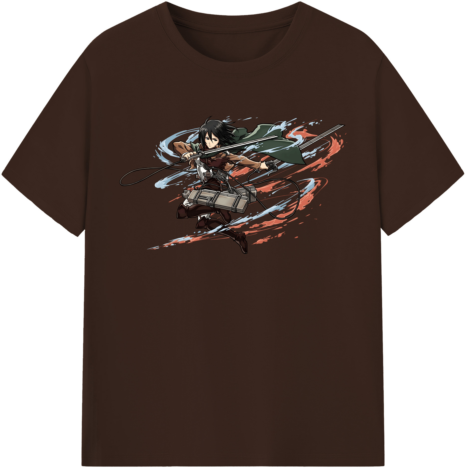 （画像用） 進撃の巨人 ミカサ·アッカーマン Attack on Titan Mikasa Ackerman 綿100％半袖Tシャツ（フロントプリント）
