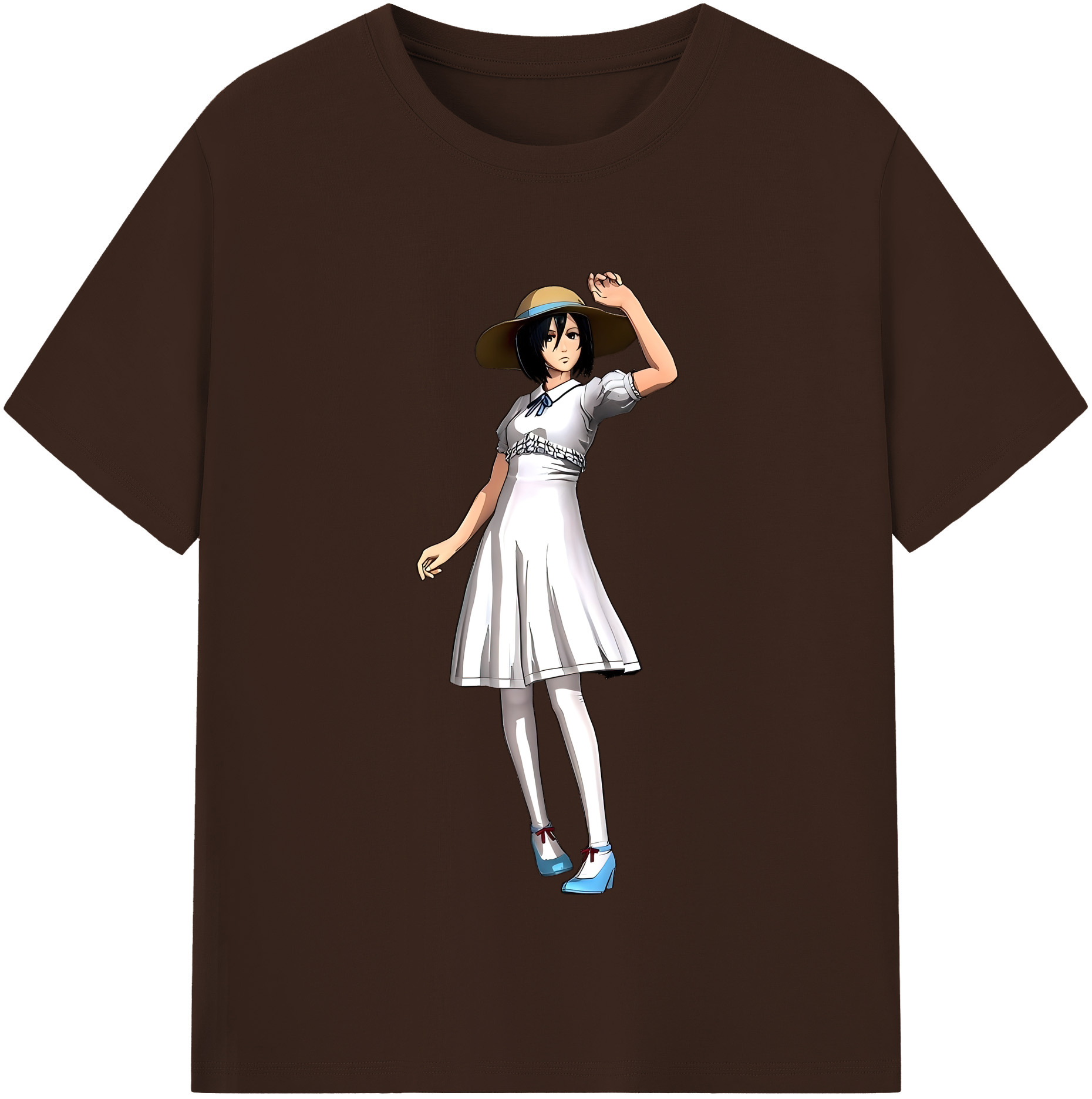（画像用） 進撃の巨人 ミカサ·アッカーマン Attack on Titan Mikasa Ackerman 綿100％半袖Tシャツ（フロントプリント）