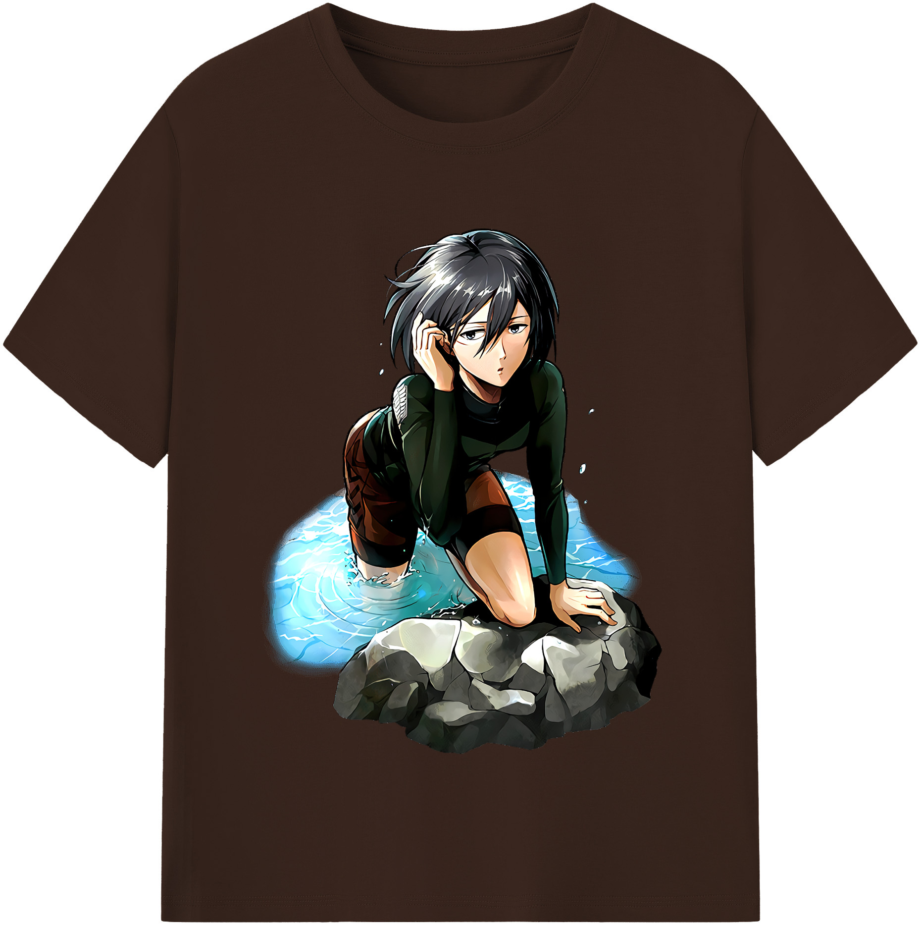 （画像用） 進撃の巨人 ミカサ·アッカーマン Attack on Titan Mikasa Ackerman 綿100％半袖Tシャツ（フロントプリント）