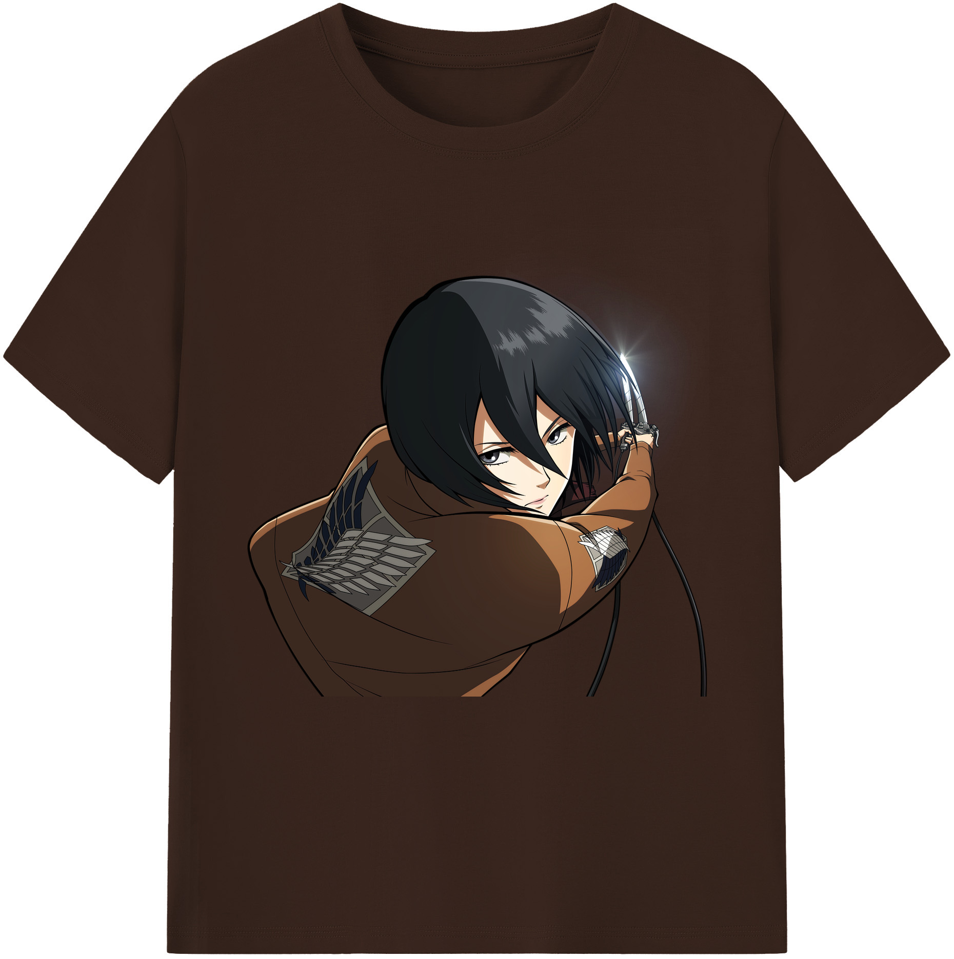 （画像用） 進撃の巨人 ミカサ·アッカーマン Attack on Titan Mikasa Ackerman 綿100％半袖Tシャツ（フロントプリント）