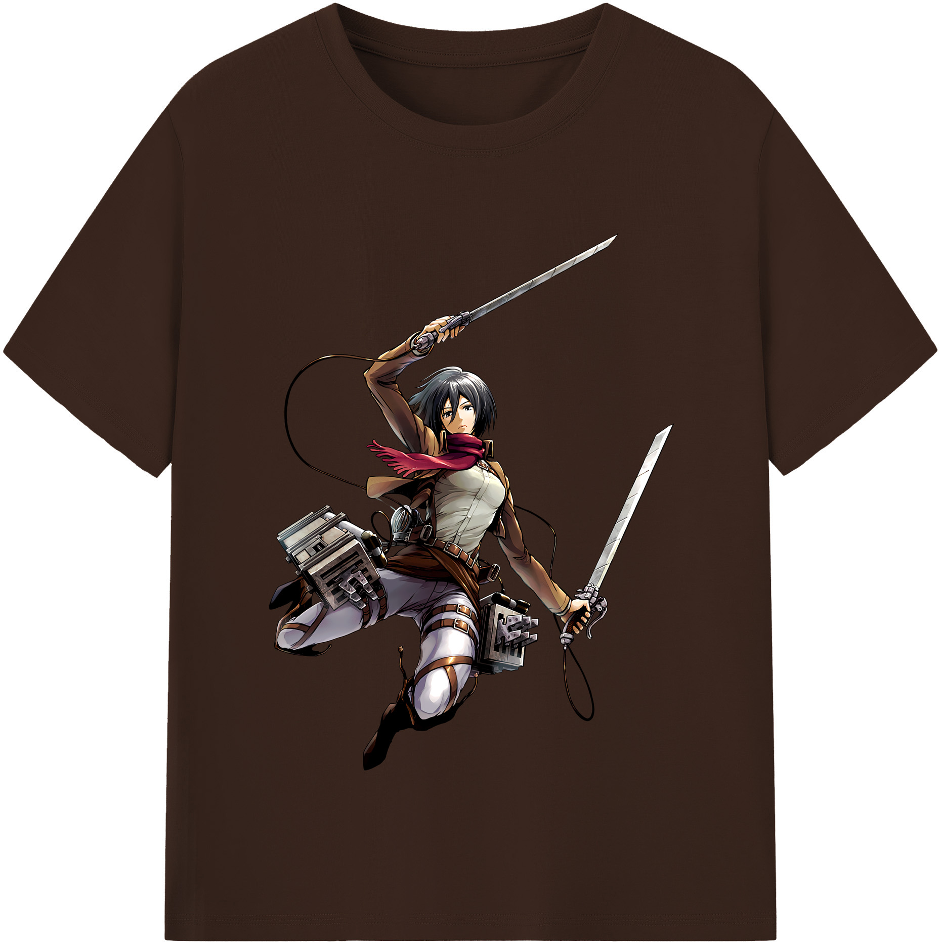 （画像用） 進撃の巨人 ミカサ·アッカーマン Attack on Titan Mikasa Ackerman 綿100％半袖Tシャツ（フロントプリント）