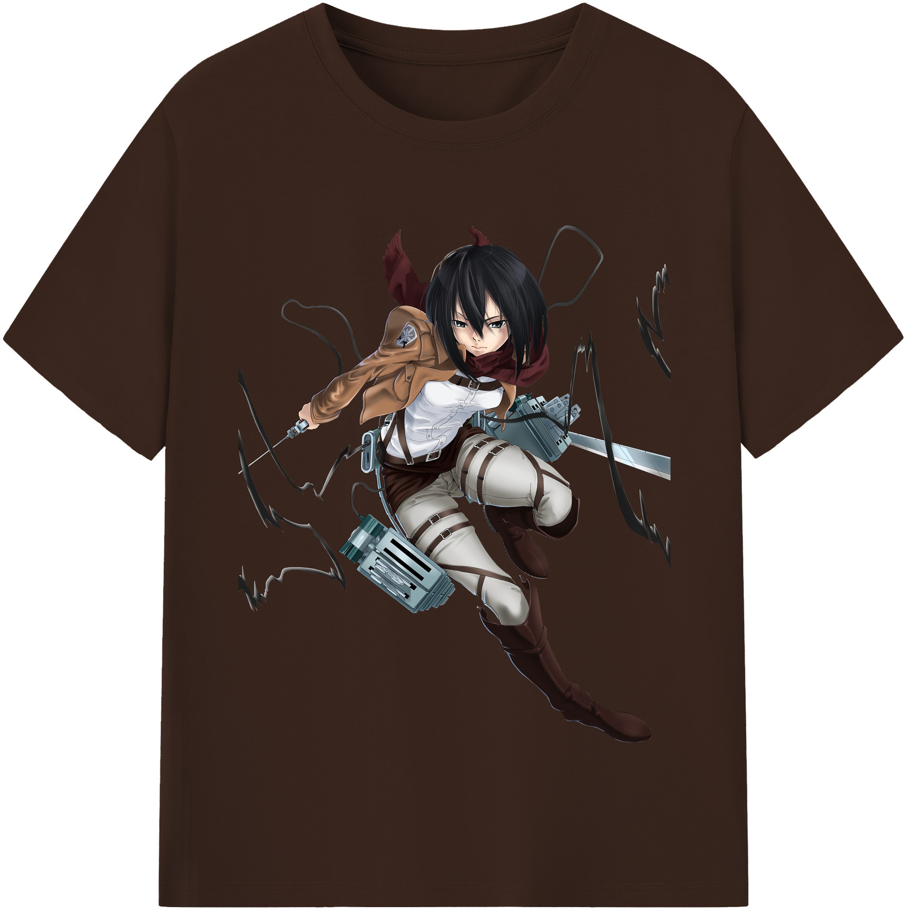 （画像用） 進撃の巨人 ミカサ·アッカーマン Attack on Titan Mikasa Ackerman 綿100％半袖Tシャツ（フロントプリント）