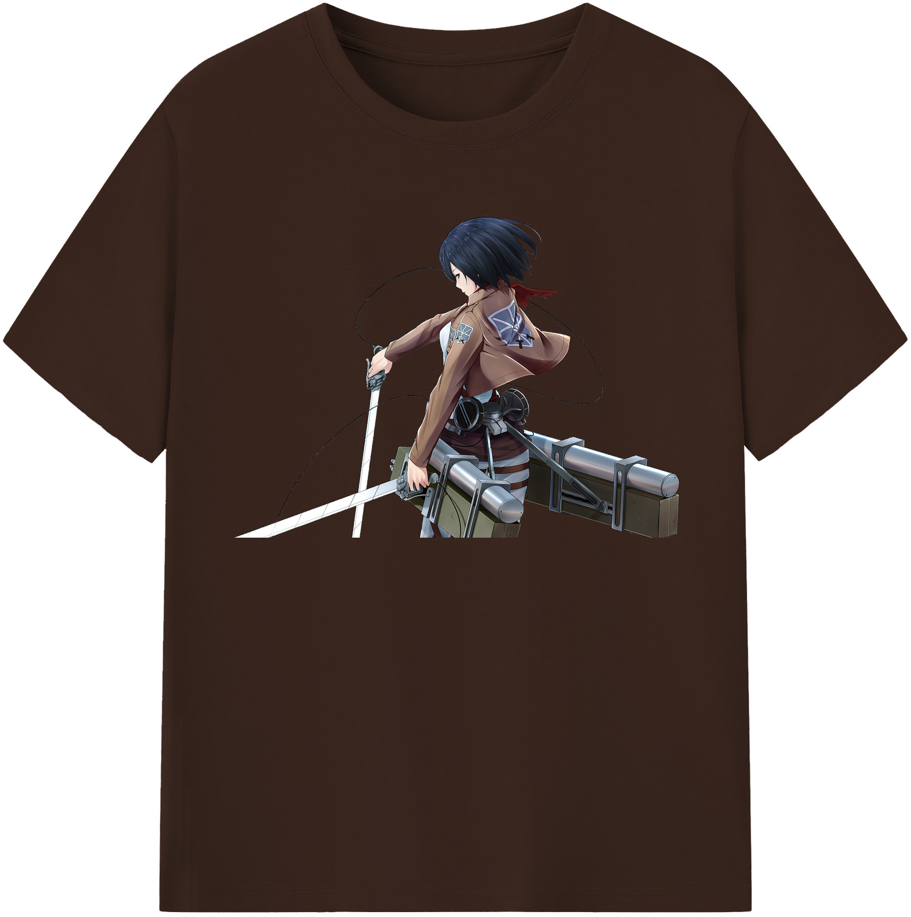 （画像用） 進撃の巨人 ミカサ·アッカーマン Attack on Titan Mikasa Ackerman 綿100％半袖Tシャツ（フロントプリント）