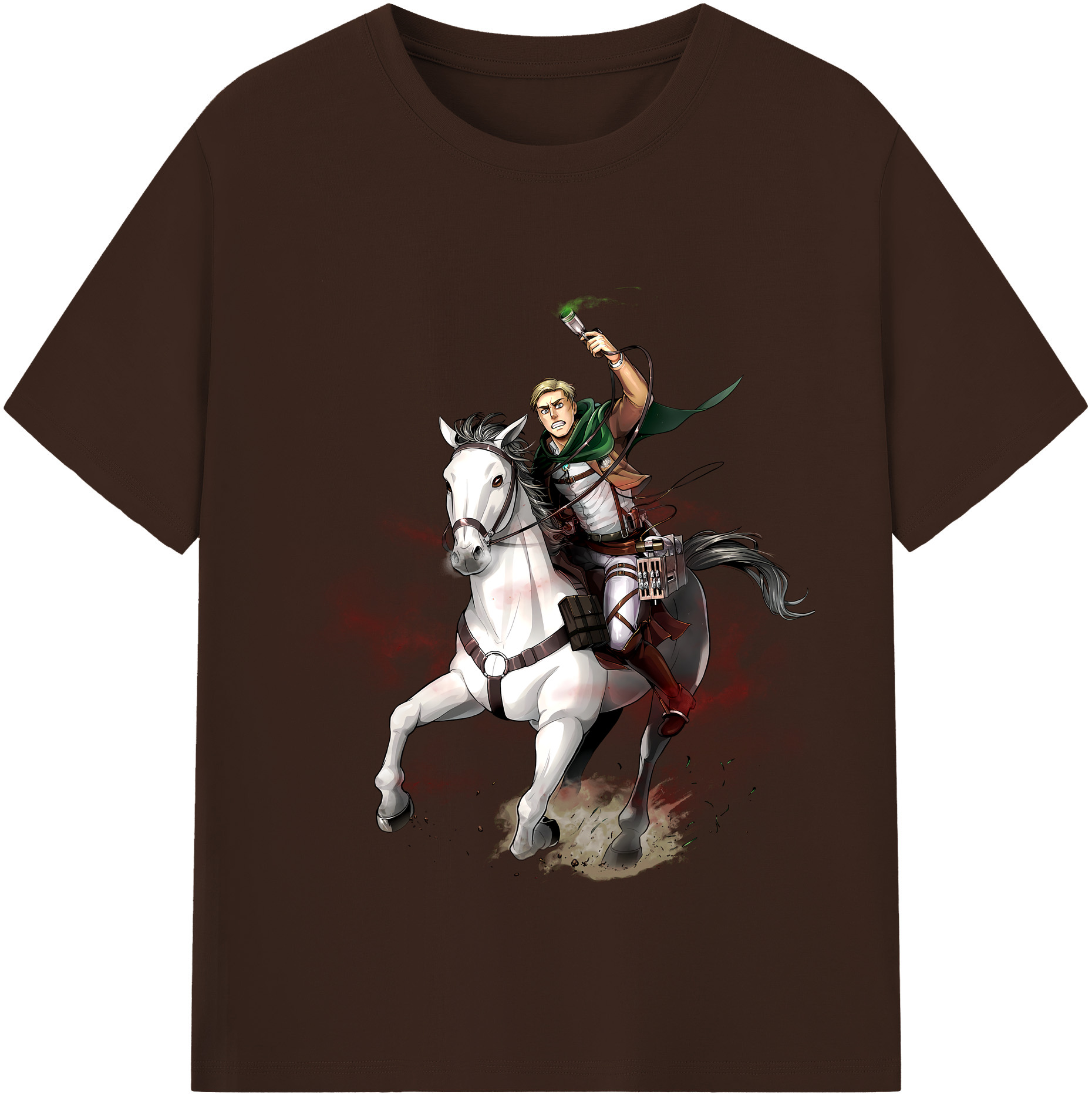 （画像用） 進撃の巨人 エルヴィン・スミス Attack on Titan Erwin Smith 綿100％半袖Tシャツ（フロントプリント）