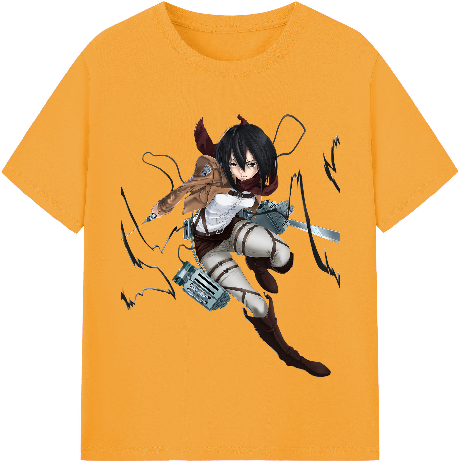 （画像用） 進撃の巨人 ミカサ·アッカーマン Attack on Titan Mikasa Ackerman 綿100％半袖Tシャツ（フロントプリント）