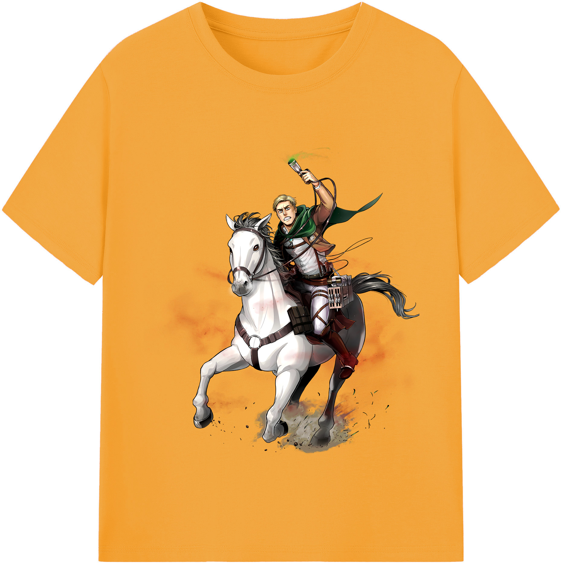 （画像用） 進撃の巨人 エルヴィン・スミス Attack on Titan Erwin Smith 綿100％半袖Tシャツ（フロントプリント）