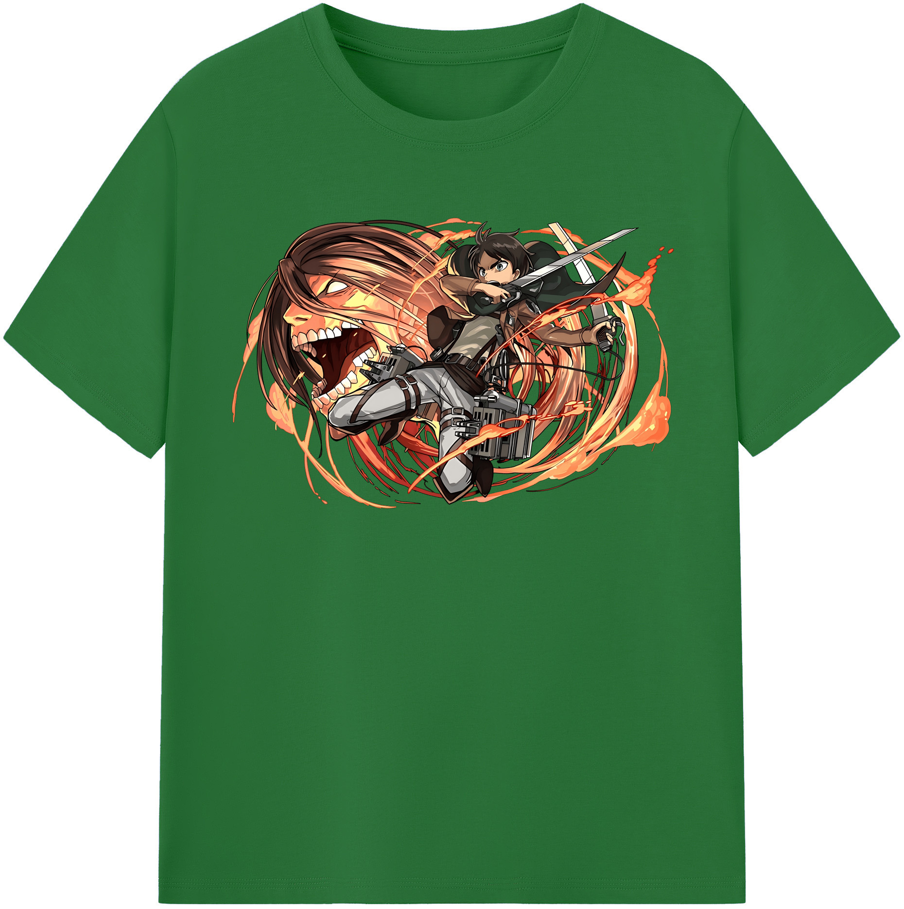 （画像用） 進撃の巨人 エレン･イェーガー Attack on Titan Eren Jäger 綿100％半袖Tシャツ（フロントプリント）
