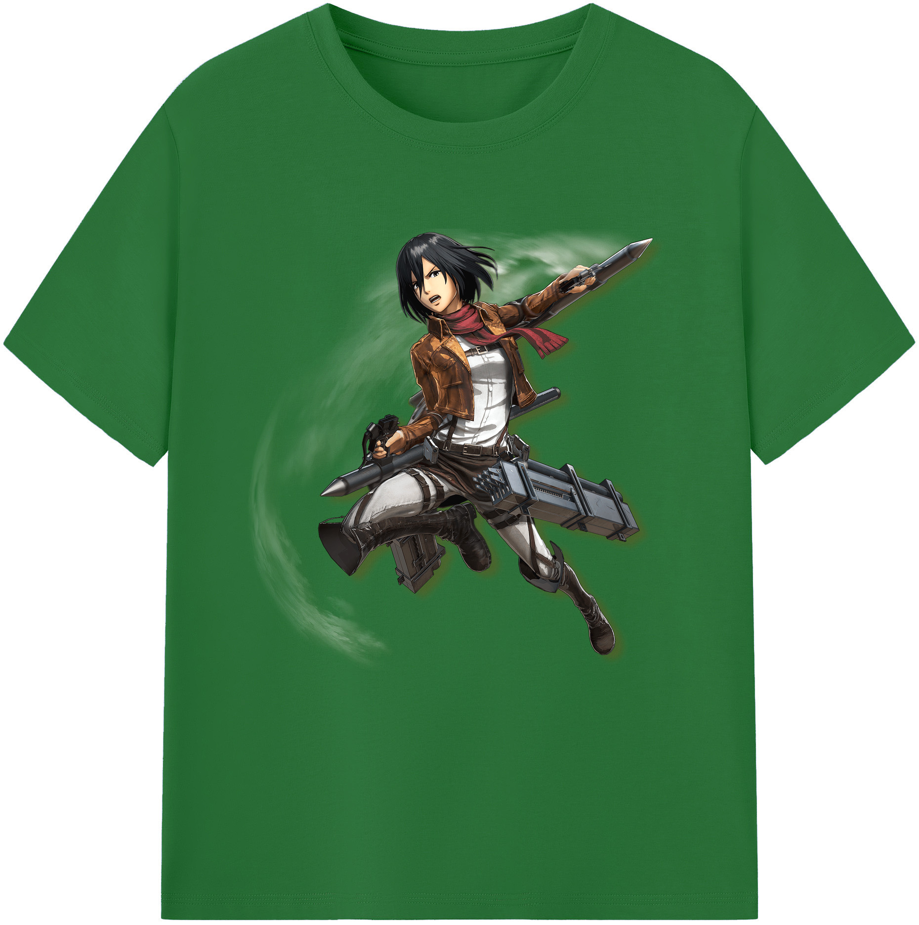 （画像用） 進撃の巨人 ミカサ·アッカーマン Attack on Titan Mikasa Ackerman 綿100％半袖Tシャツ（フロントプリント）
