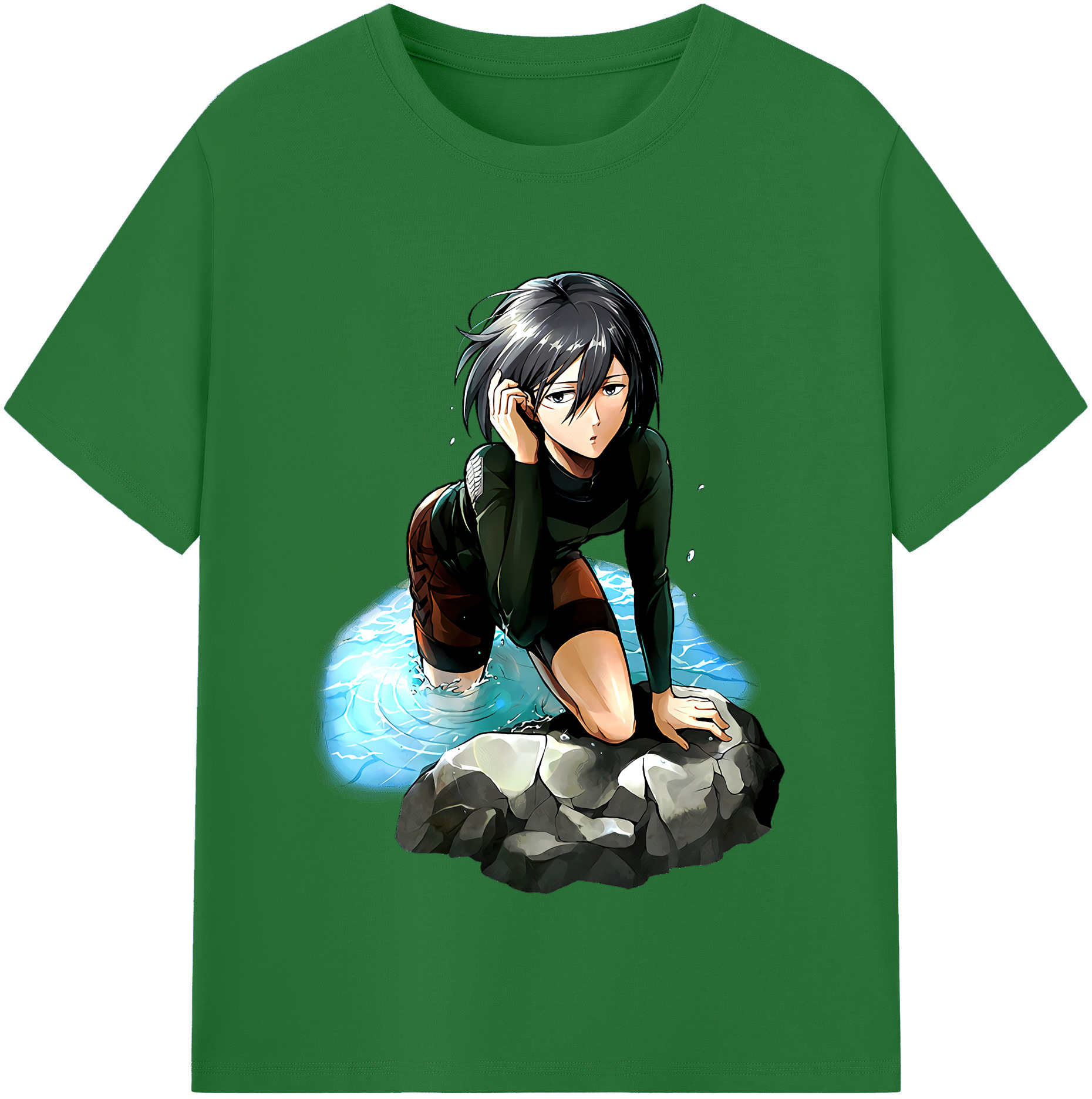 （画像用） 進撃の巨人 ミカサ·アッカーマン Attack on Titan Mikasa Ackerman 綿100％半袖Tシャツ（フロントプリント）