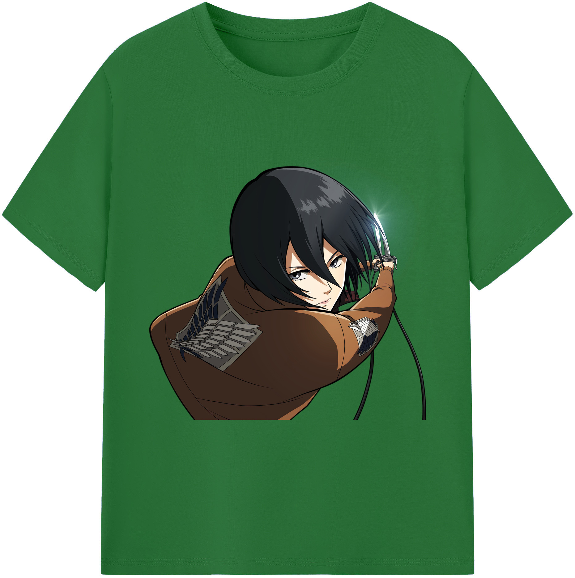 （画像用） 進撃の巨人 ミカサ·アッカーマン Attack on Titan Mikasa Ackerman 綿100％半袖Tシャツ（フロントプリント）