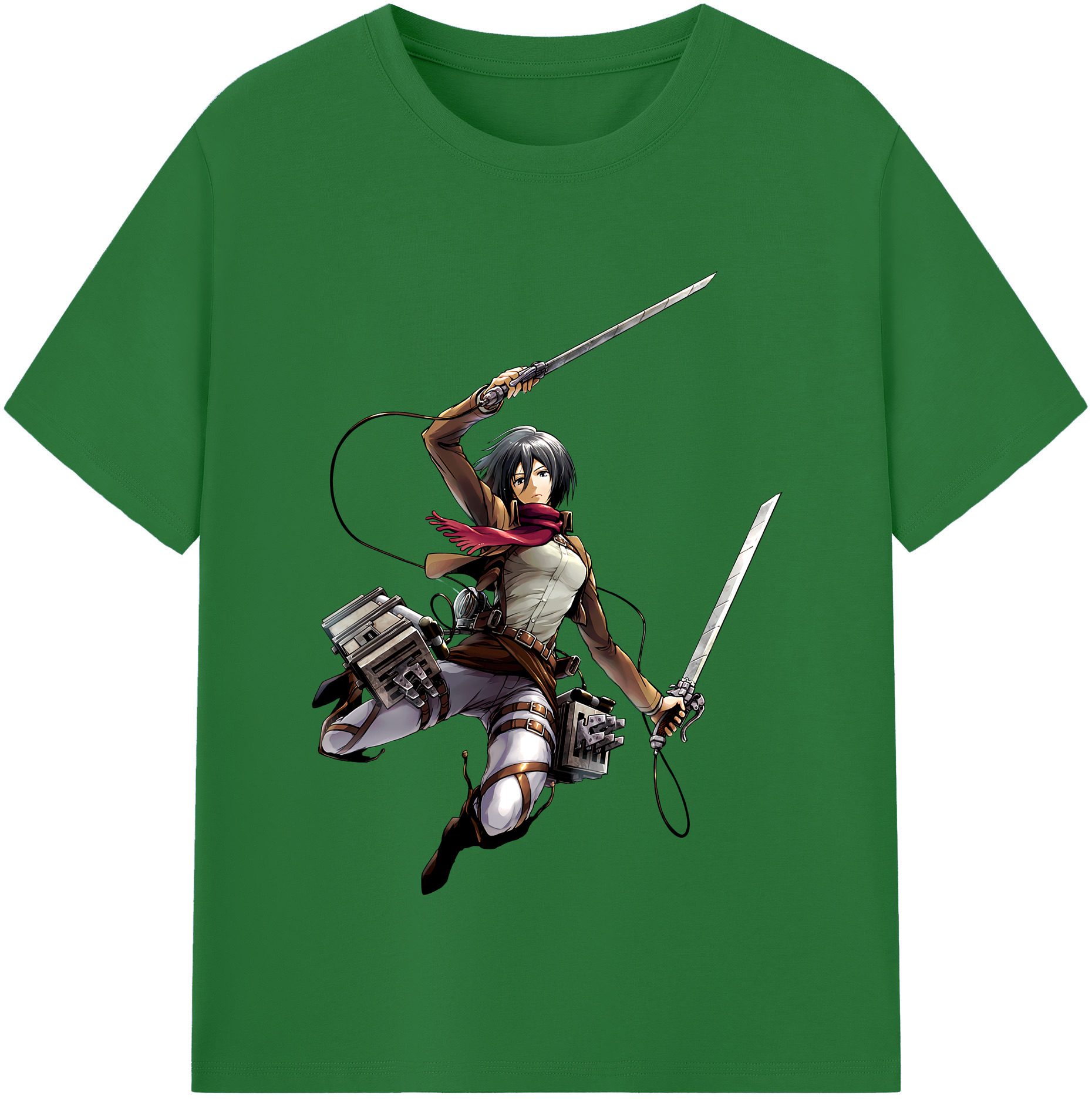 （画像用） 進撃の巨人 ミカサ·アッカーマン Attack on Titan Mikasa Ackerman 綿100％半袖Tシャツ（フロントプリント）