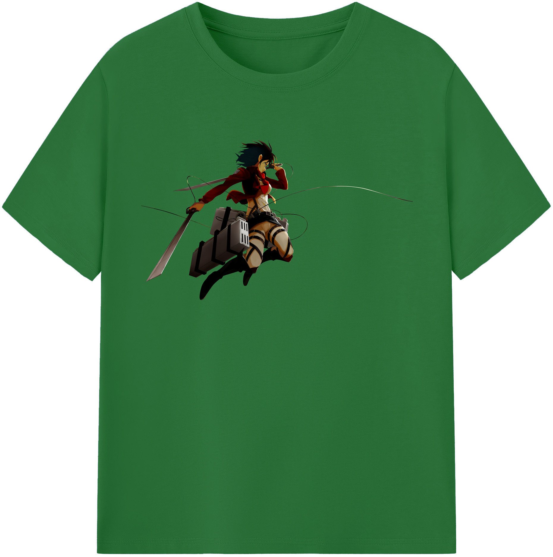 （画像用） 進撃の巨人 ミカサ·アッカーマン Attack on Titan Mikasa Ackerman 綿100％半袖Tシャツ（フロントプリント）