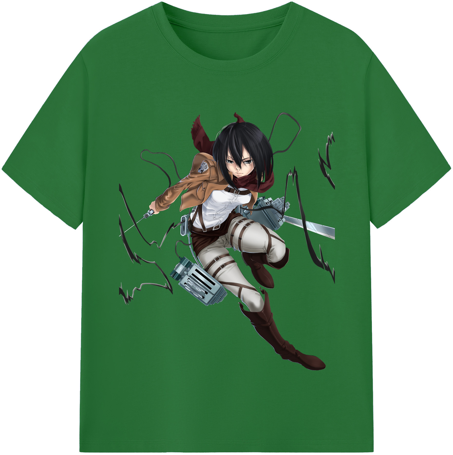 （画像用） 進撃の巨人 ミカサ·アッカーマン Attack on Titan Mikasa Ackerman 綿100％半袖Tシャツ（フロントプリント）