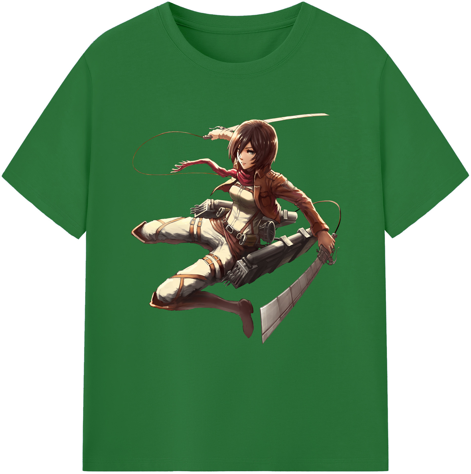 （画像用） 進撃の巨人 ミカサ·アッカーマン Attack on Titan Mikasa Ackerman 綿100％半袖Tシャツ（フロントプリント）