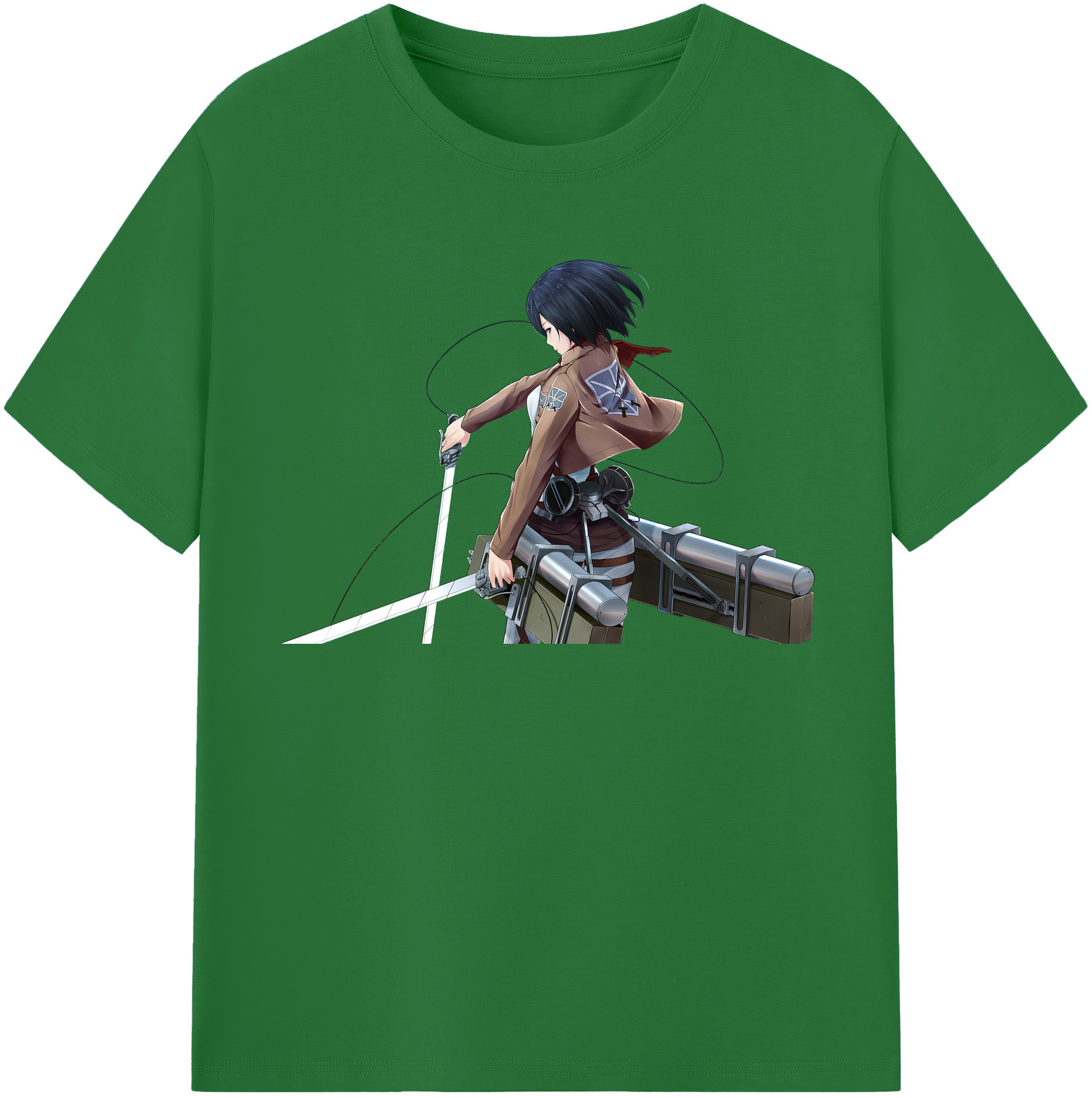 （画像用） 進撃の巨人 ミカサ·アッカーマン Attack on Titan Mikasa Ackerman 綿100％半袖Tシャツ（フロントプリント）