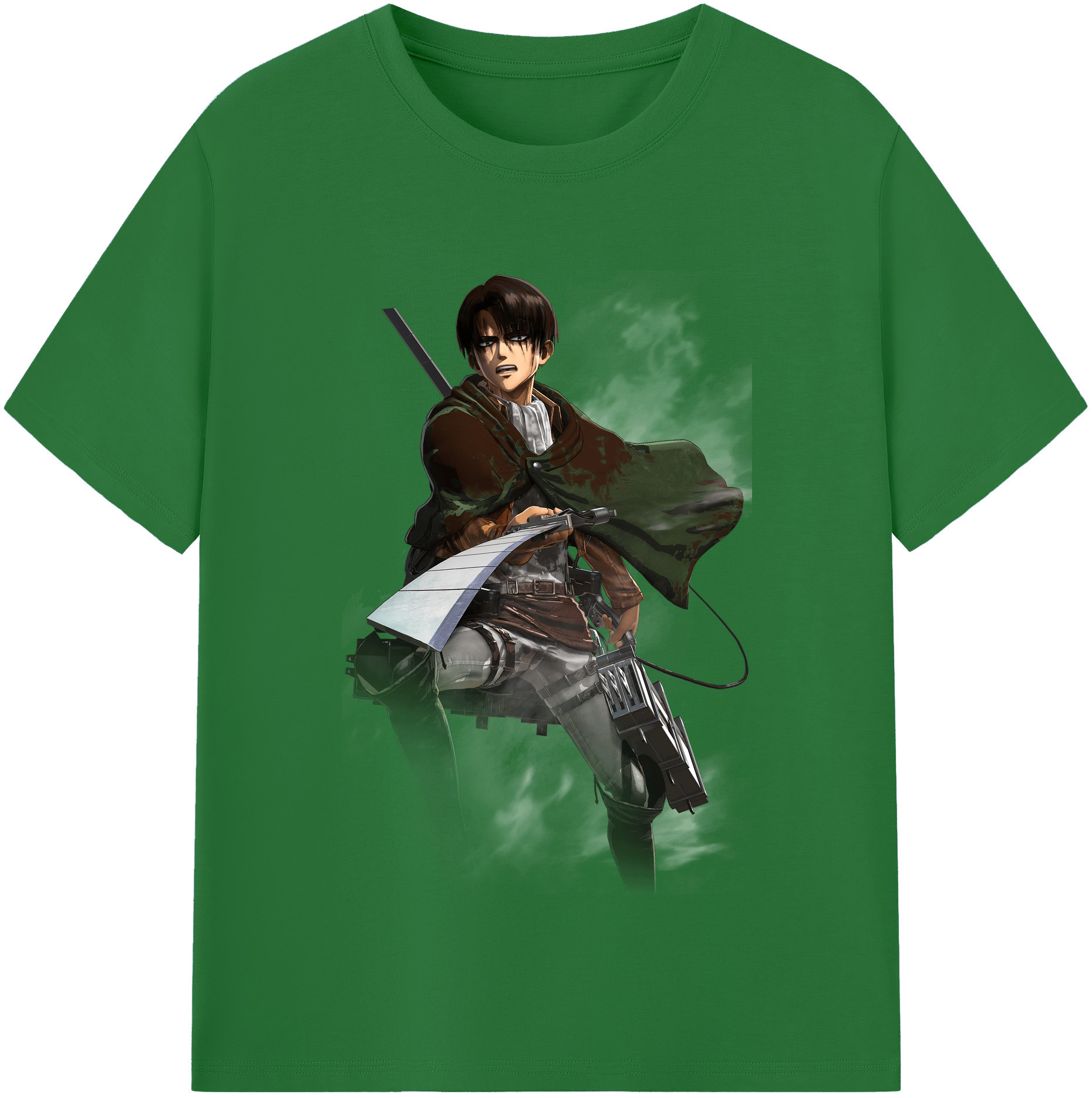 （画像用） 進撃の巨人 リヴァイ·アッカーマン Attack on Titan Levi Ackerman 綿100％半袖Tシャツ（フロントプリント）