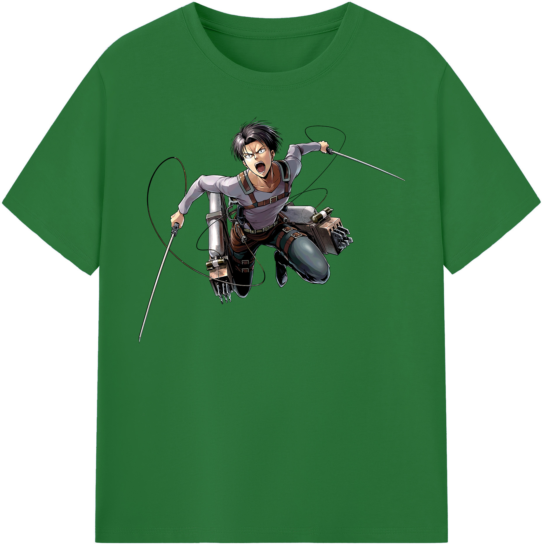 （画像用） 進撃の巨人 リヴァイ·アッカーマン Attack on Titan Levi Ackerman 綿100％半袖Tシャツ（フロントプリント）